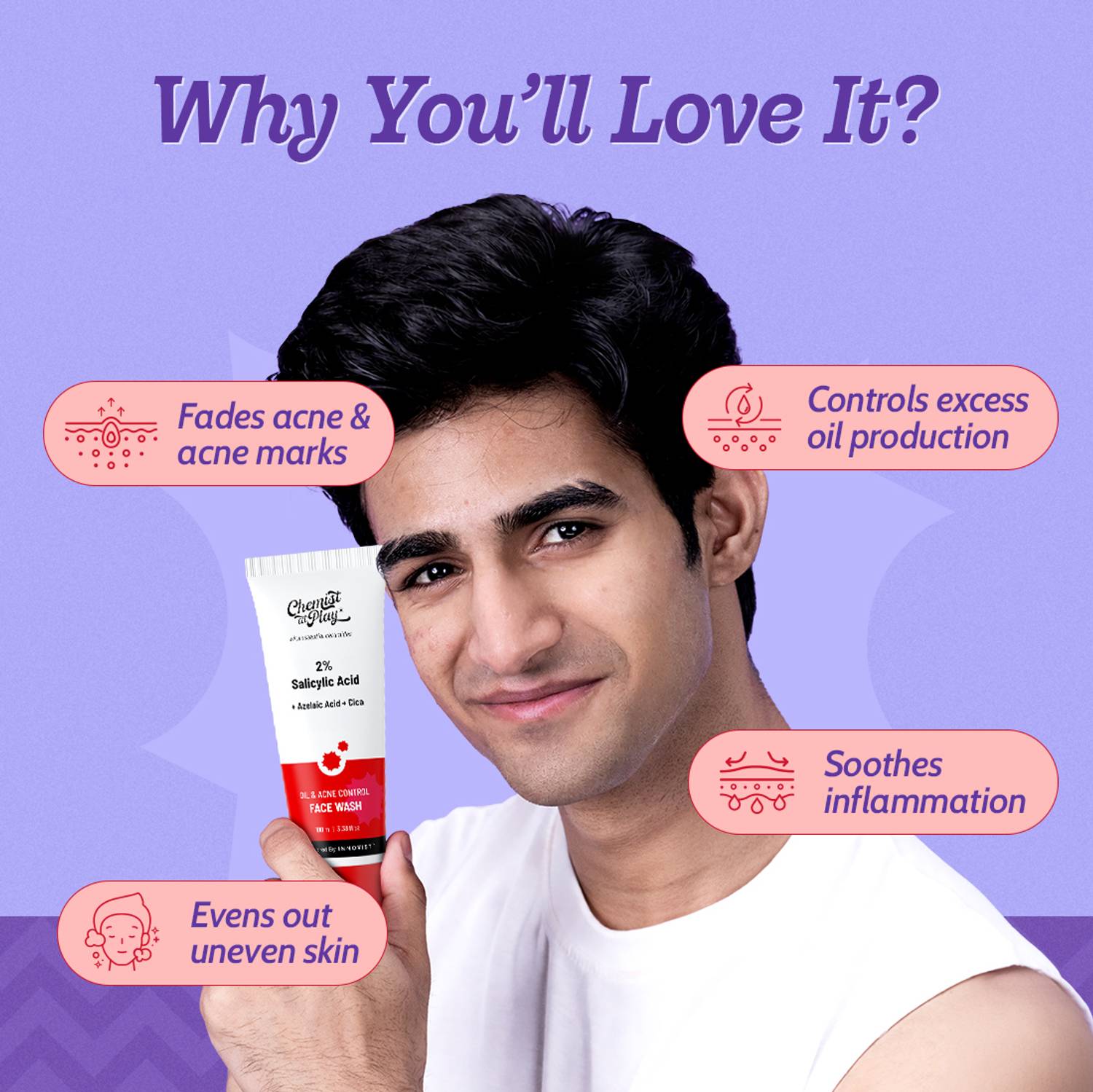 Chemist at Play Oil & Acne Control Face Wash 2% Salicylic Acid 100 ml - Image 2