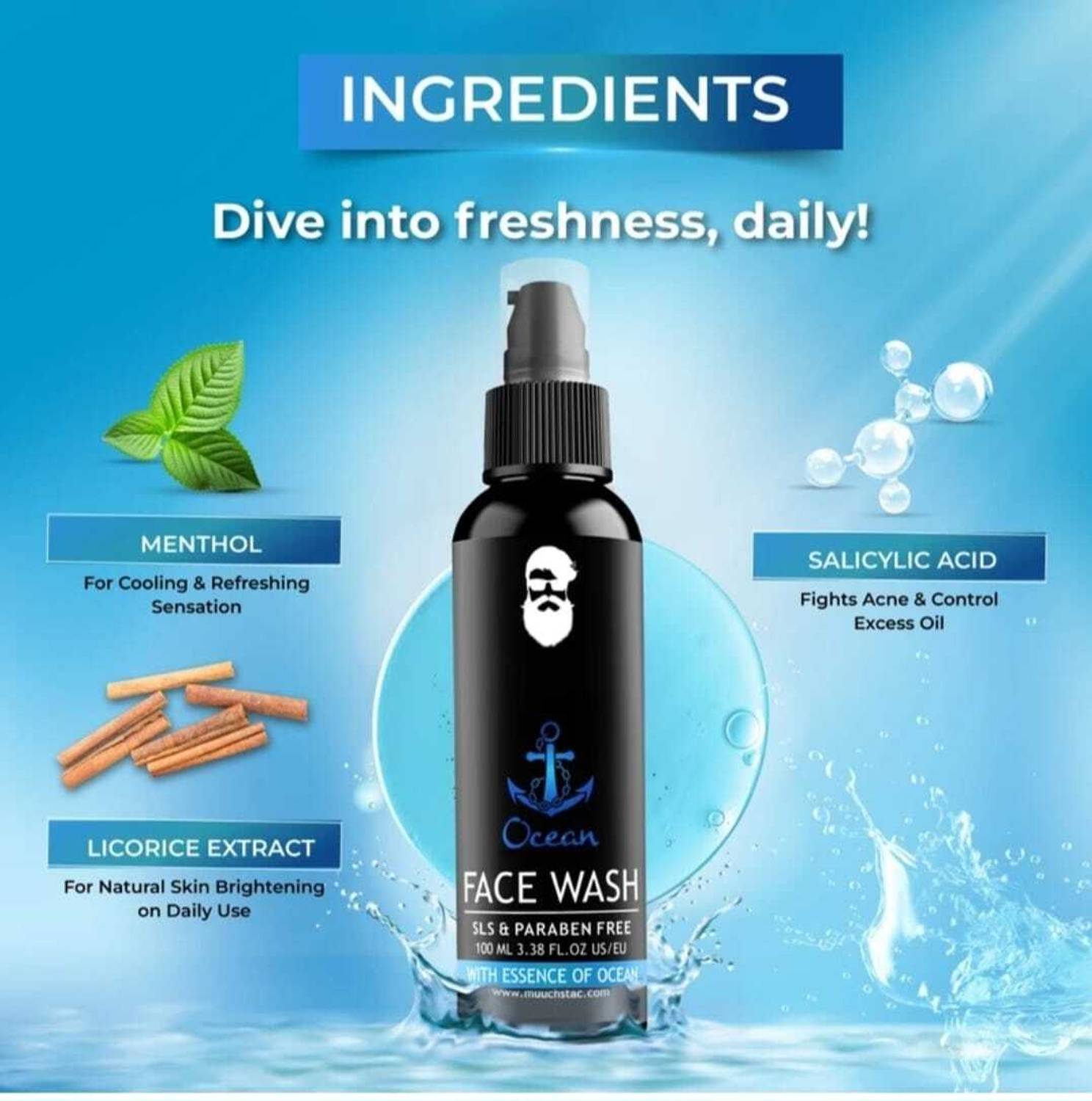 HSNAYIR Ocean for Men 200 ml Face Wash - Image 4