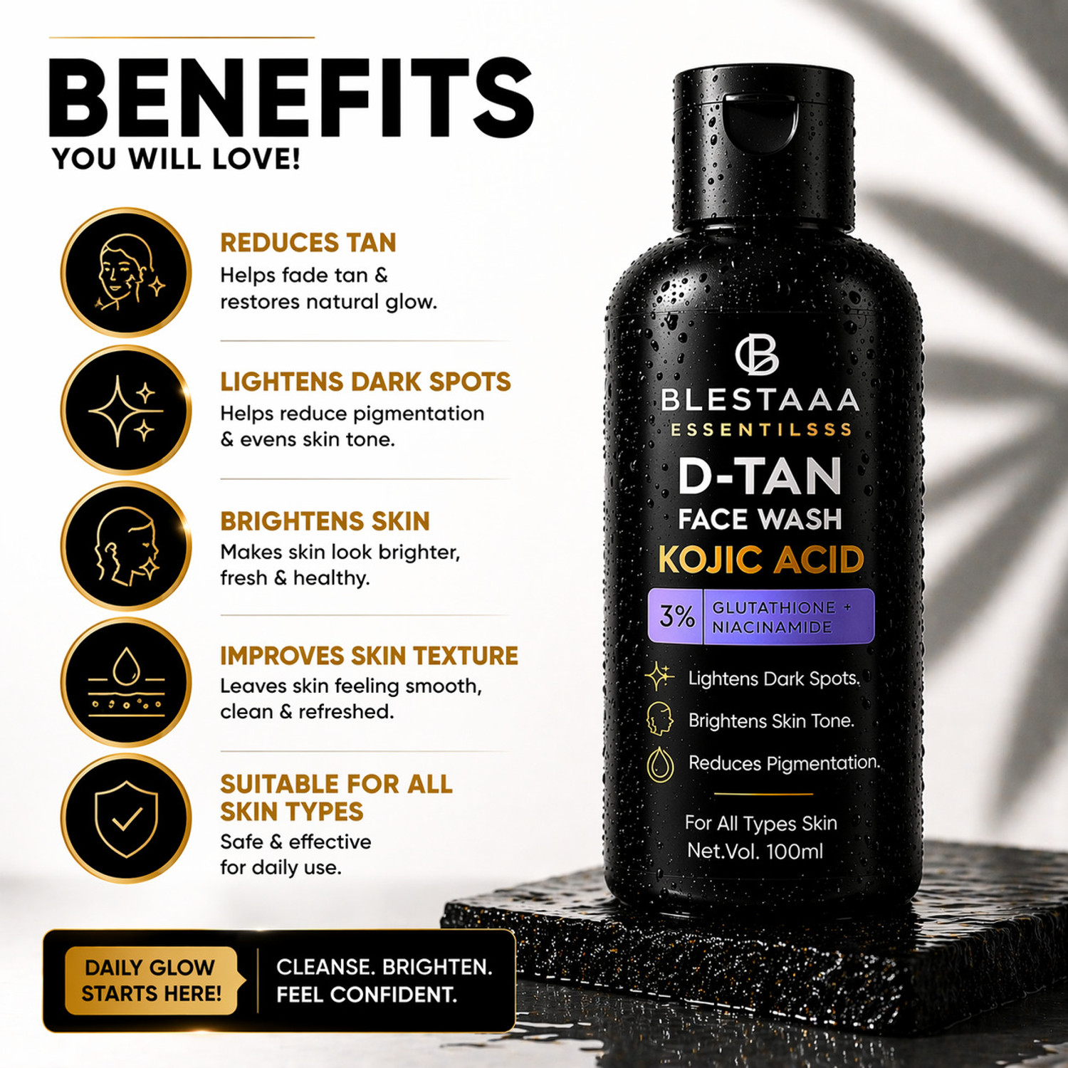 Image of blestaaa essentialss 2% Kojic Acid | Pigmentation Care for Even Tone & Radiant Skin Face Wash