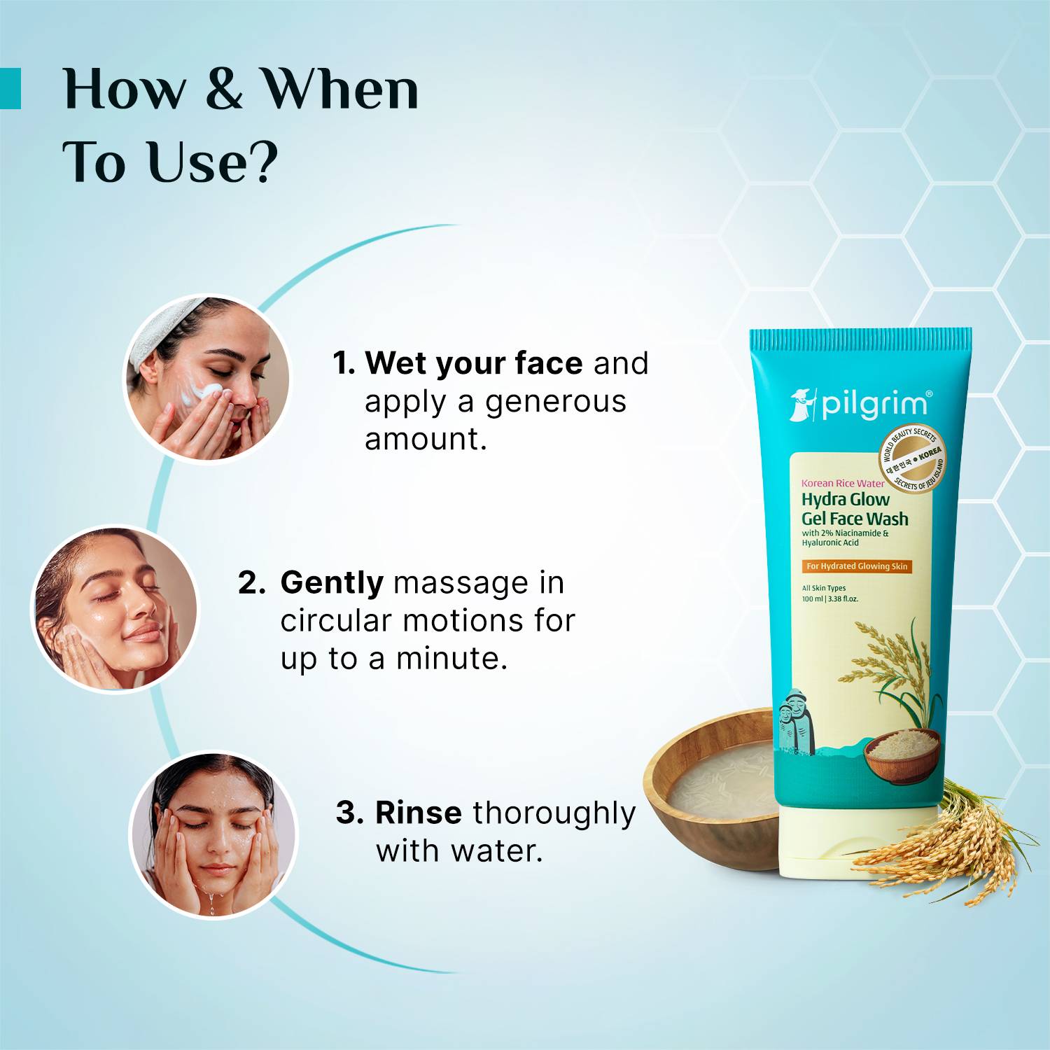 Pilgrim Korean Rice Water Hydra Glow Brightening Gel - Image 5