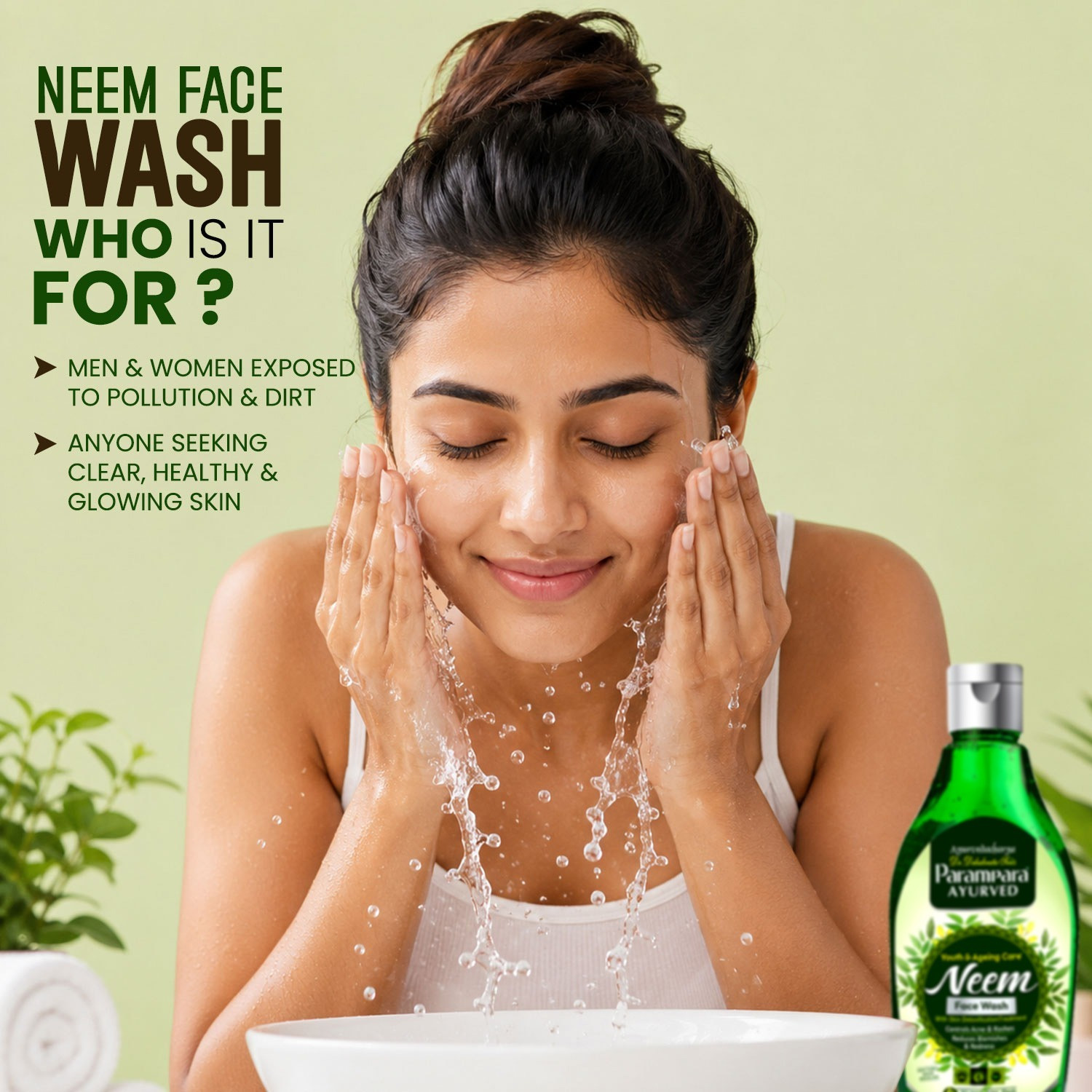 Image of Parampara Ayurved Neem Herbal Face Cleanser Combo with Neem Extract Daily Facial Cleansing Gel Anti Acne Face Wash