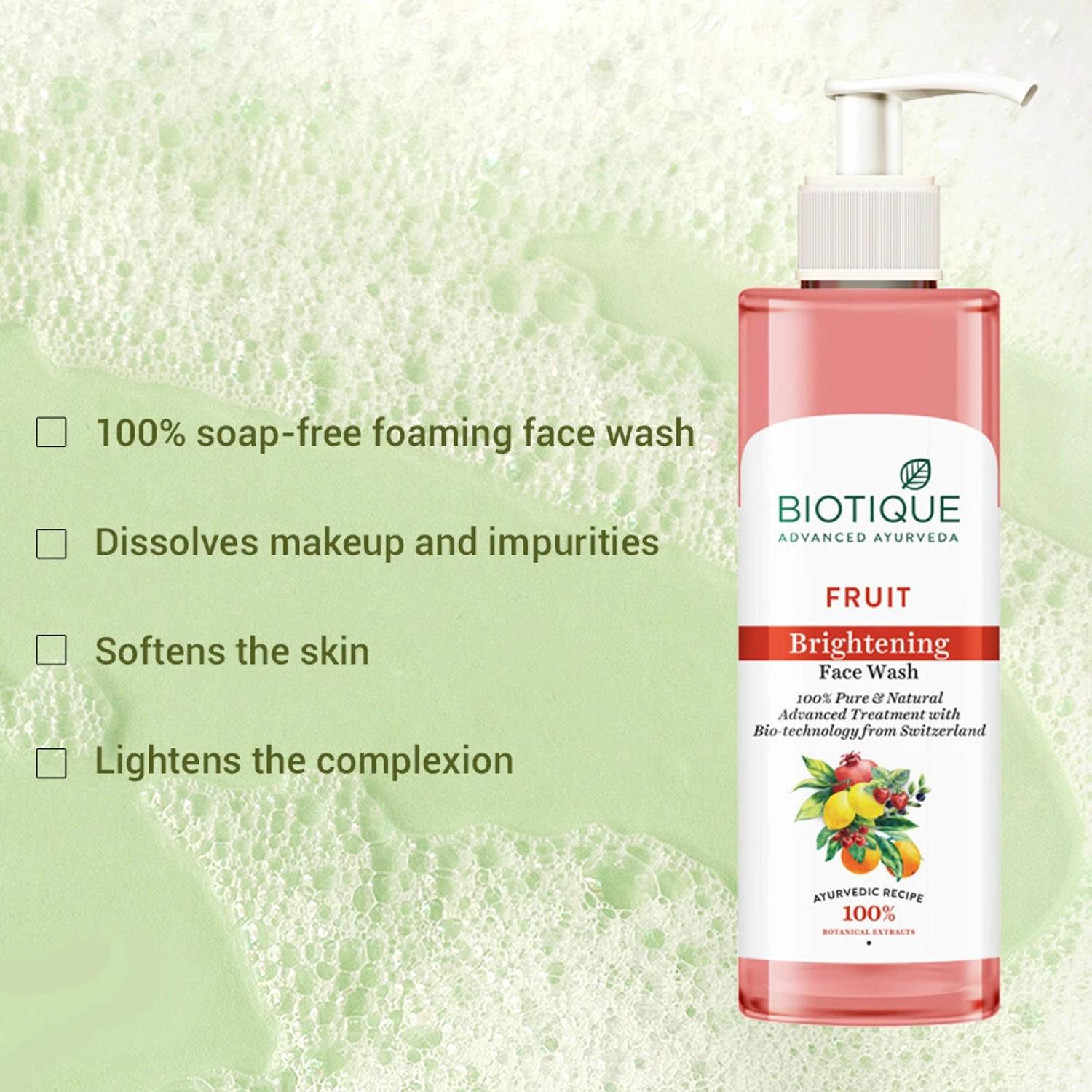 BIOTIQUE Fruit Brightening Face Wash 100ml - Image 5