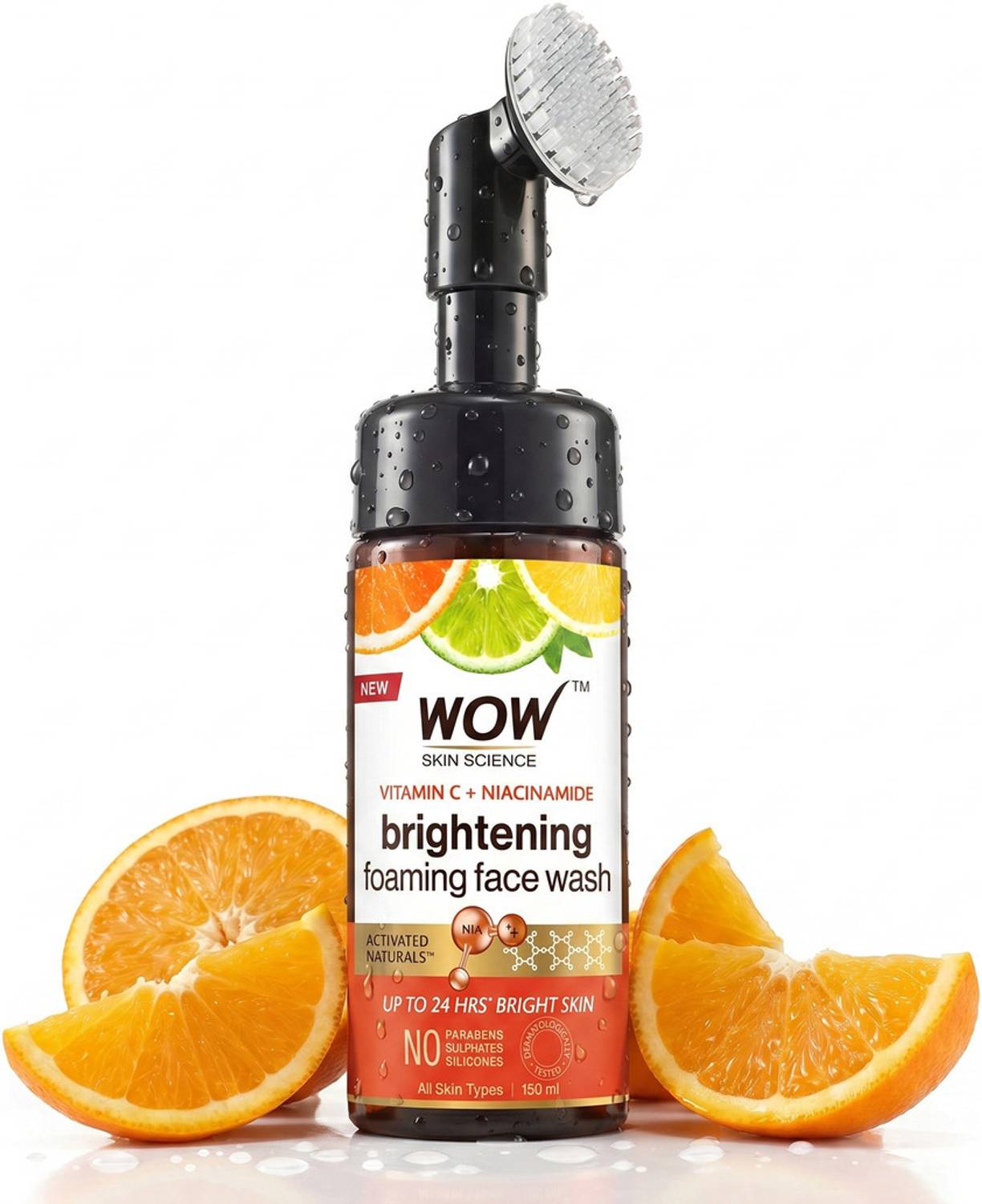 WOW SKIN SCIENCE Vitamin C & Niacinamide Foaming With Built in Brush for Deep Cleansing Face Wash