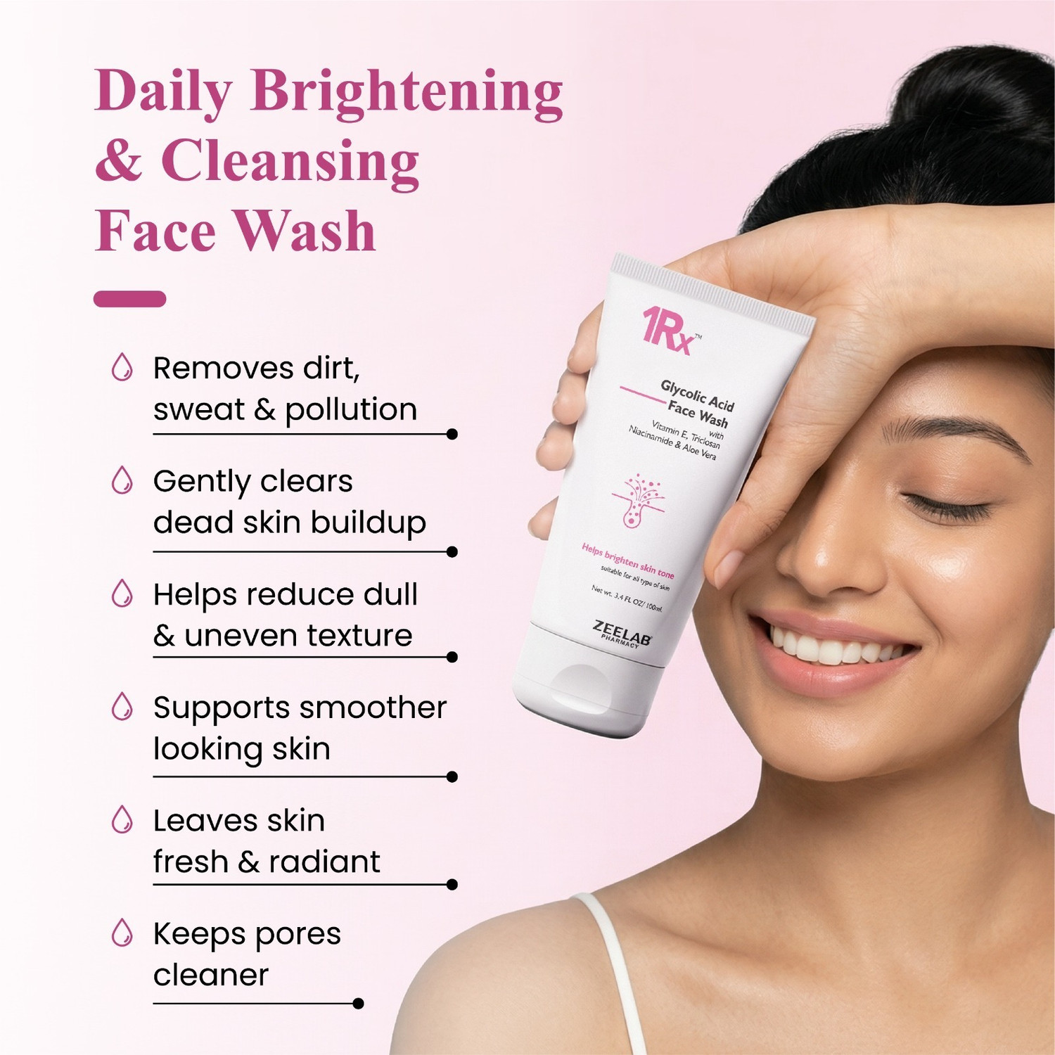 Image of ZEE LAB 1RX Glycolic with Aloe Vera & Niacinamide Pack of 2 Face Wash