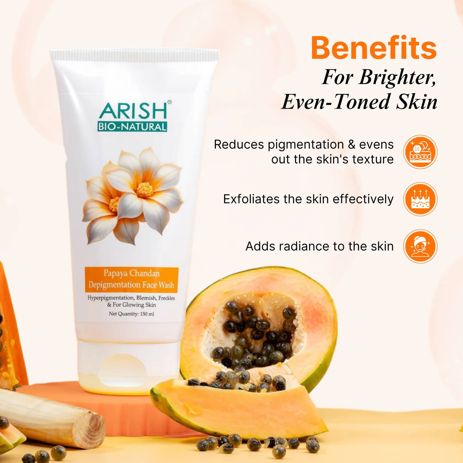 ARISH Papaya Chandan Depigmentation Face Wash - Image 3
