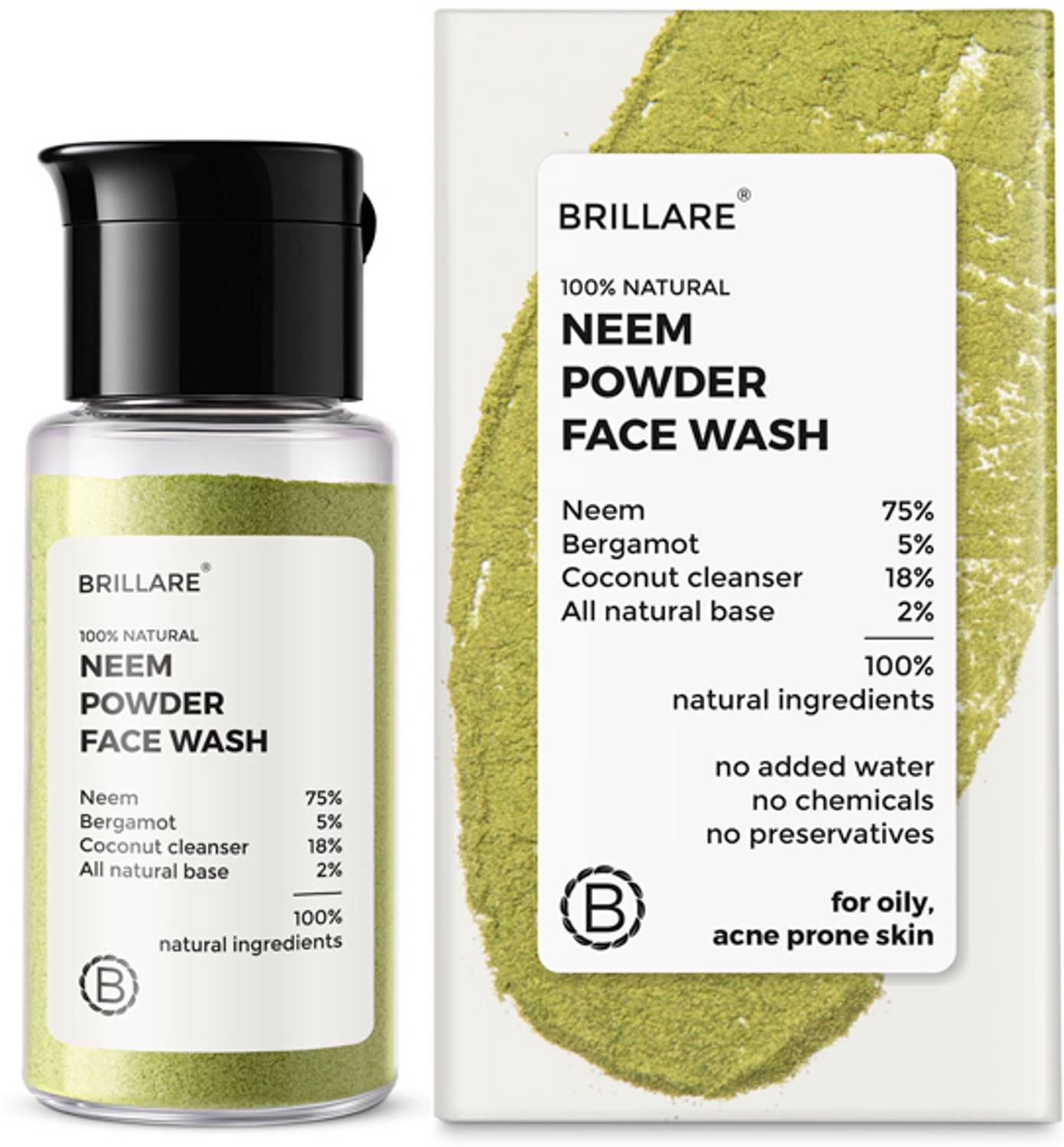 BRILLARE Neem Powder  Fights Acne, & Pimples | 100% Natural  for unisex Face Wash