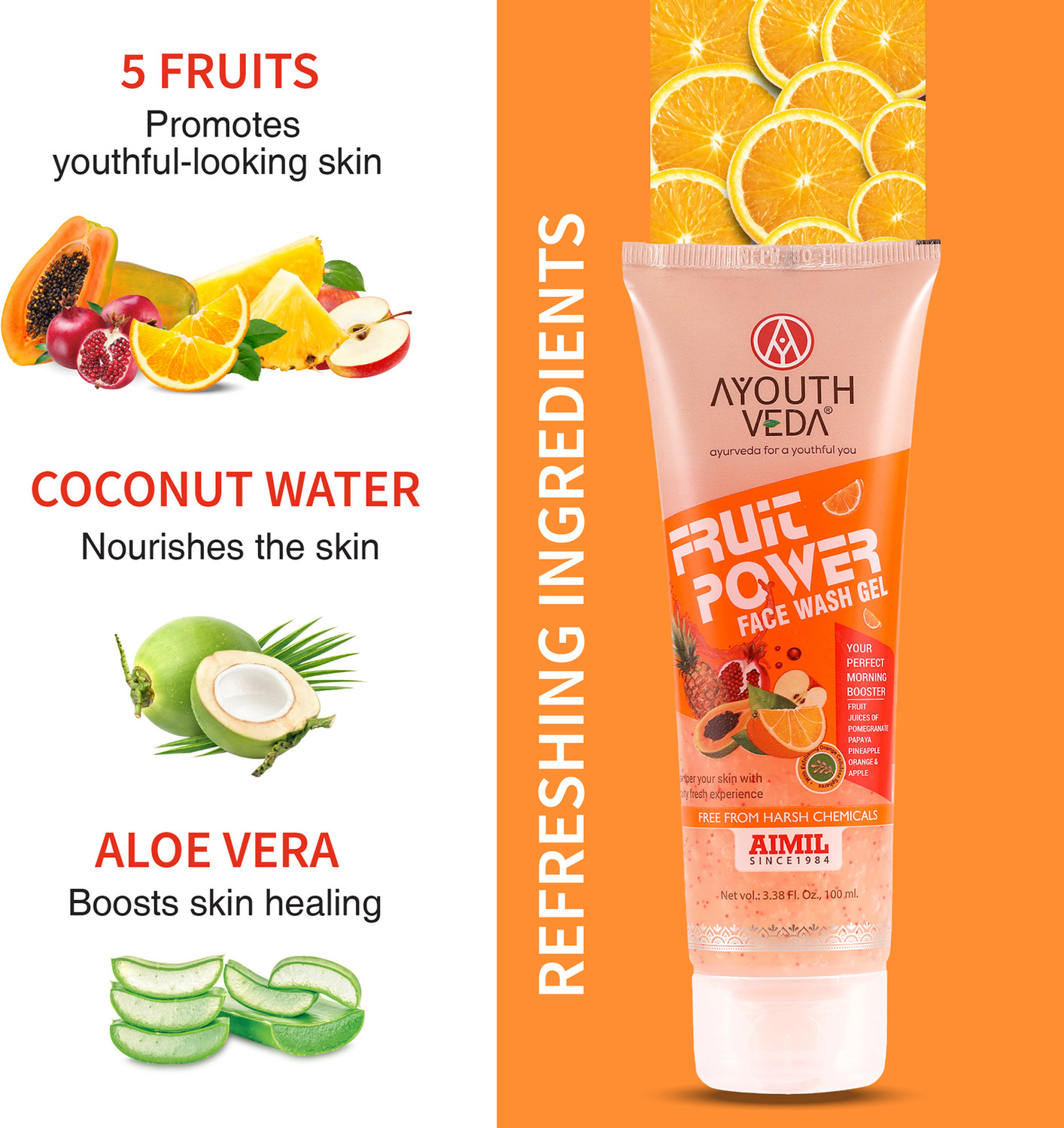 Image of AYOUTHVEDA Fruit Gel | Pamper YoSkin With Vitamin A, C & Anti-Oxidents Face Wash