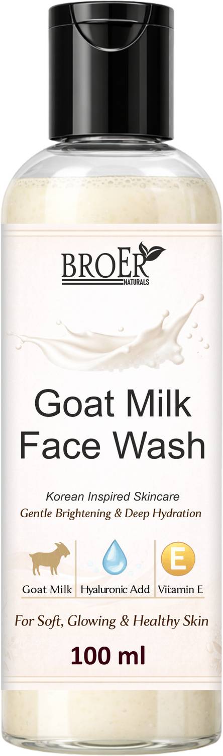 BROER Goat Milk Facewash for Hydration, Brightening & Soft Skin with Hyaluronic Acid Face Wash