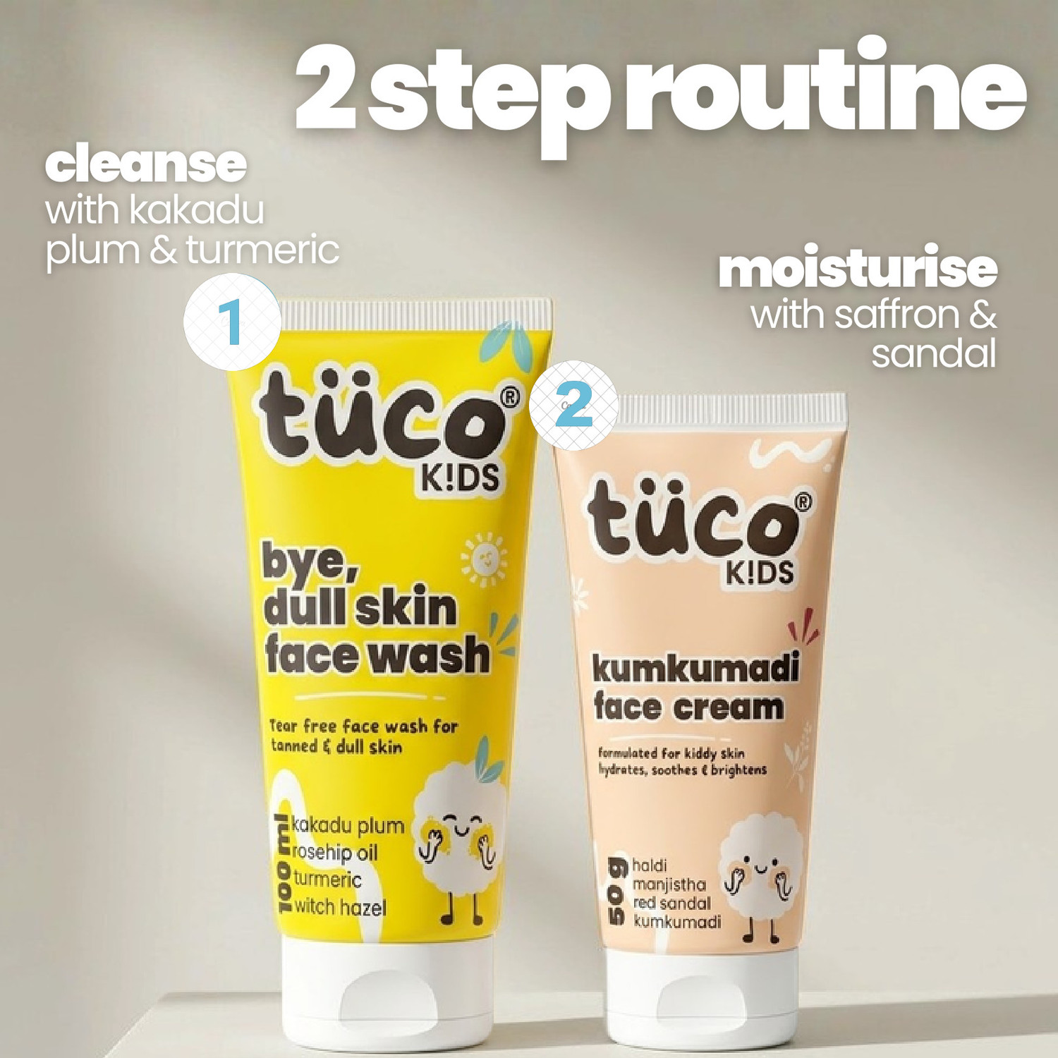 Image of TuCo Kids Kumkumadi Glow Kit | Dull Skin & Kumkumadi Face Cream | Brightens, Fights Tan & Dull Spots | 100ml Face Wash