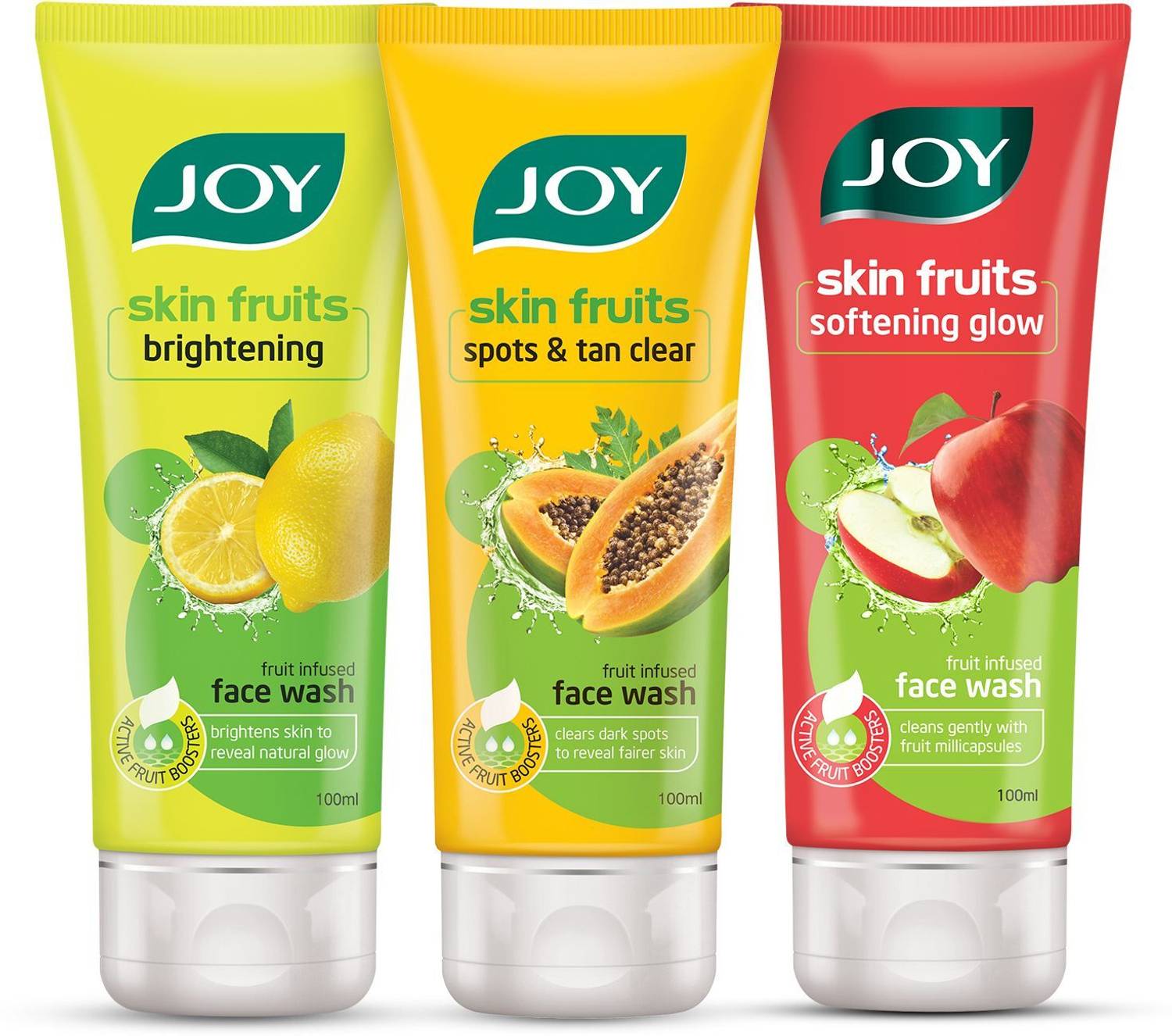 Joy Skin Brightening Lemon face wash | Tan Removal | Papaya face wash | Spots & Clear | D-Tan | Skin Glowing Apple Face Wash