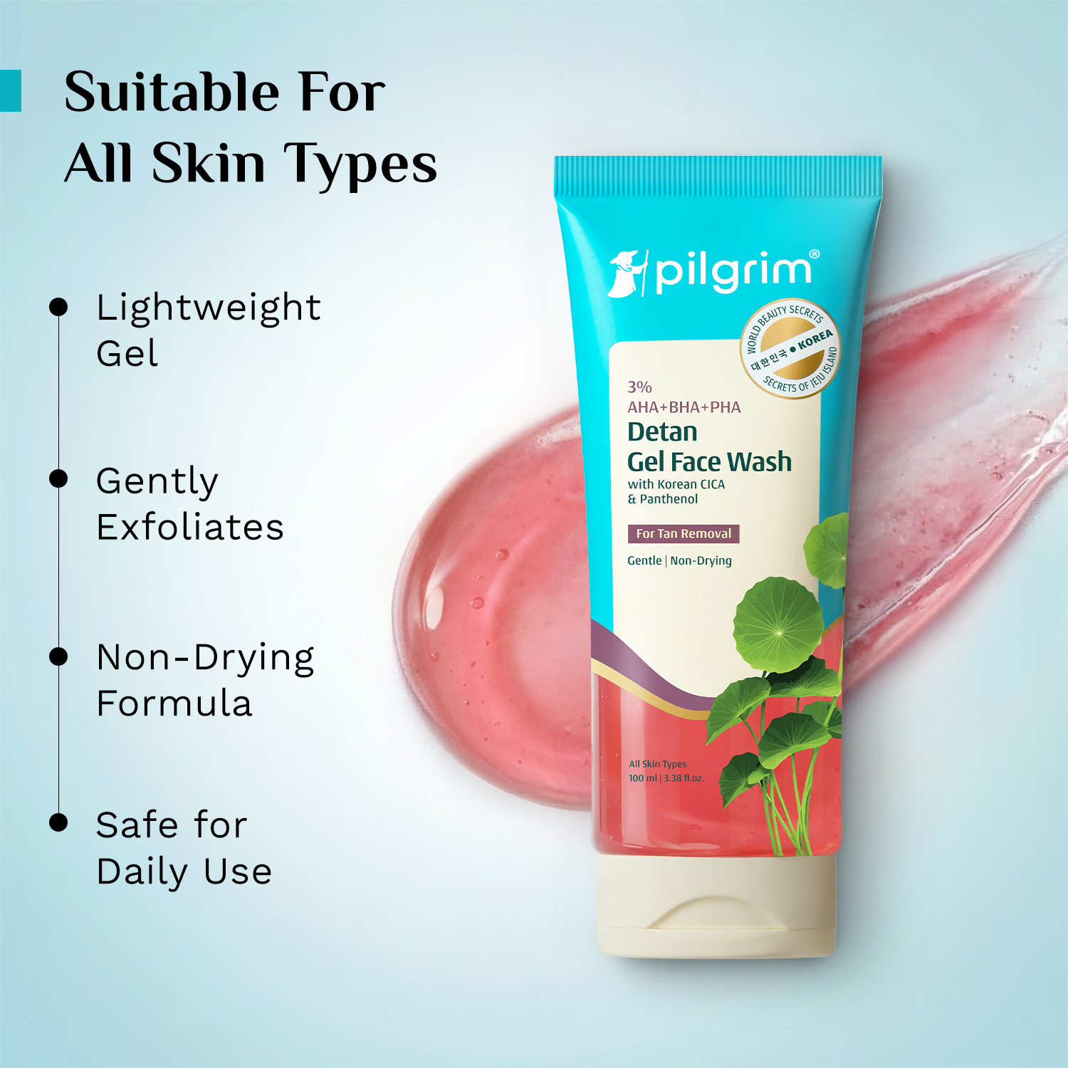 Image of Pilgrim 3% AHA + BHA + PHA Detan Gel Tan Removal For Men & Women Face Wash
