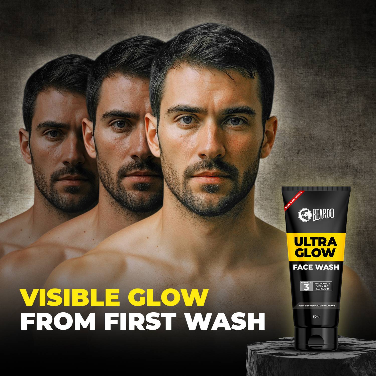 BEARDO Ultraglow Face Wash 10% Niacinamide, Vitamin C, Kojic Acid - Image 2