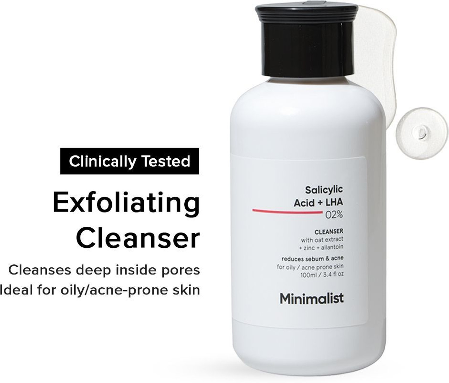 Image of Minimalist 2% Salicylic Acid For Oily Skin | Sulphate Free, Anti Face Cleanser With Lha & Zinc For Acne Or Pimples Face Wash
