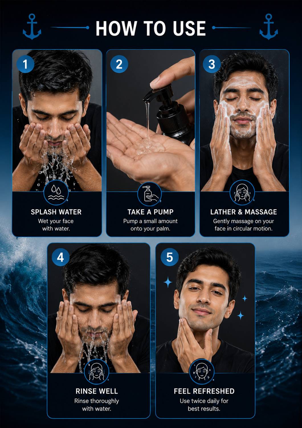 YAJNAMAY Ocean Mineral Men Face Wash 100 ml - Image 5