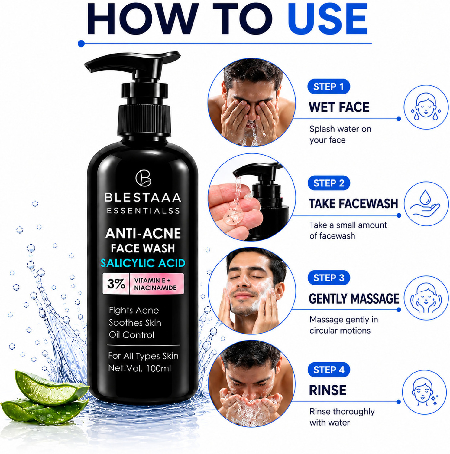 Image of blestaaa essentialss 2% Salicylic Acid for Acne-Prone Skin & Pore Cleansing Face Wash