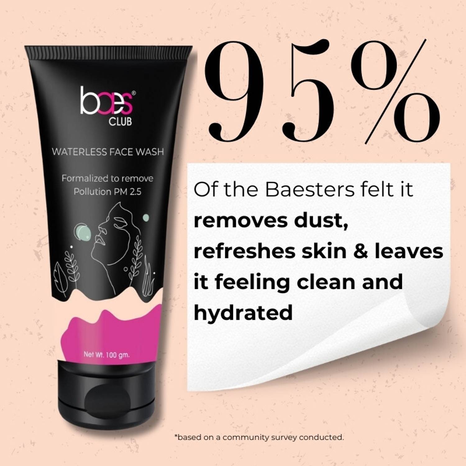 baes club Waterless - Formalized To Remove Pollution PM 2.5 - 100g Face Wash