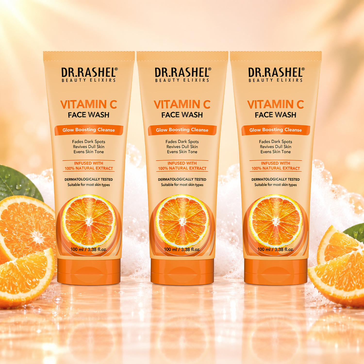 Image of DR.RASHEL Vitamin C with Natural Extracts for Bright & Glowing Skin | All Skin Types Face Wash