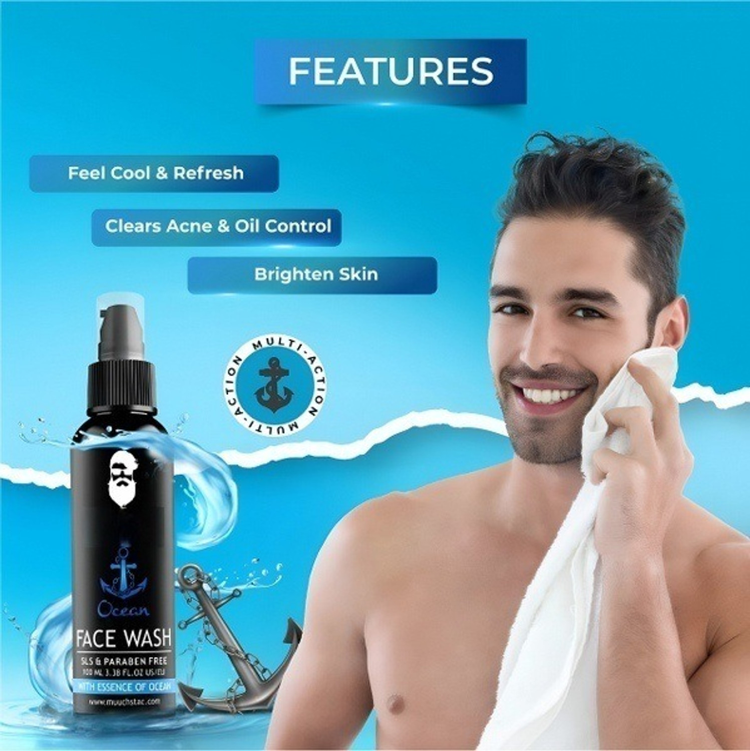 Image of kHUDAt Ocean Men for Fresh Skin Protection Face Wash