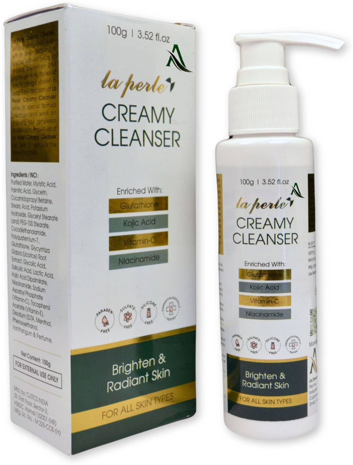Admetus Pharma La Perle' Creamy Cleanser Dry & Sensitive Skin With Niacinamide, Kojic Facewash Face Wash