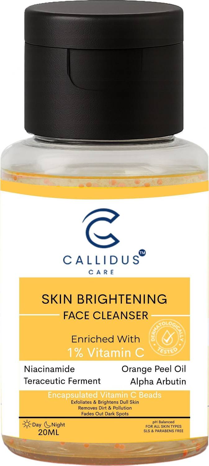 CALLIDUS CARE Vitamin C Skin Brightening Mini Face Cleanser 20ml | Daily Glow Wash Face Wash