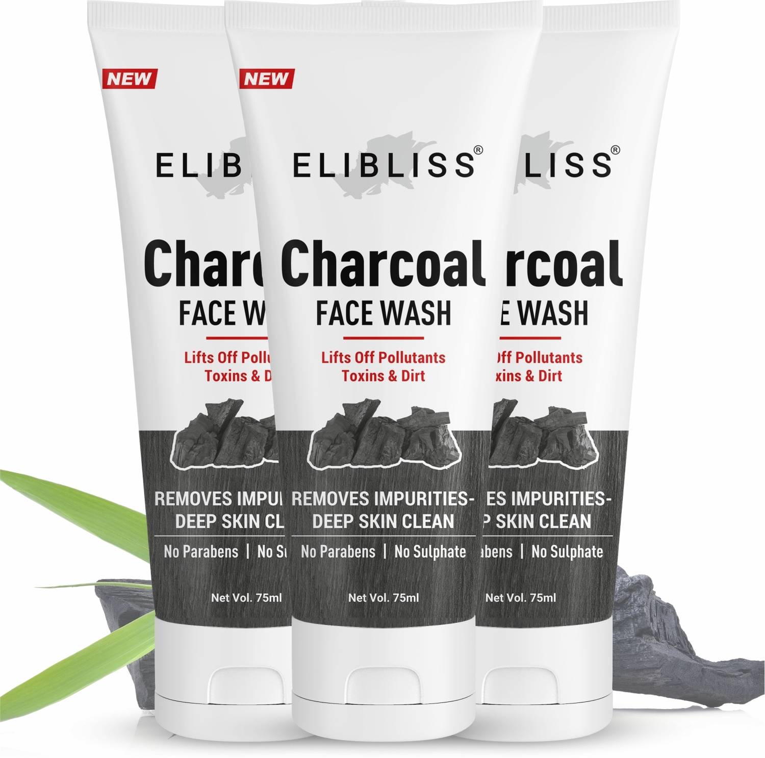ELIBLISS Charcoal Deep Clean, Removes Impurities, Toxins & Pol