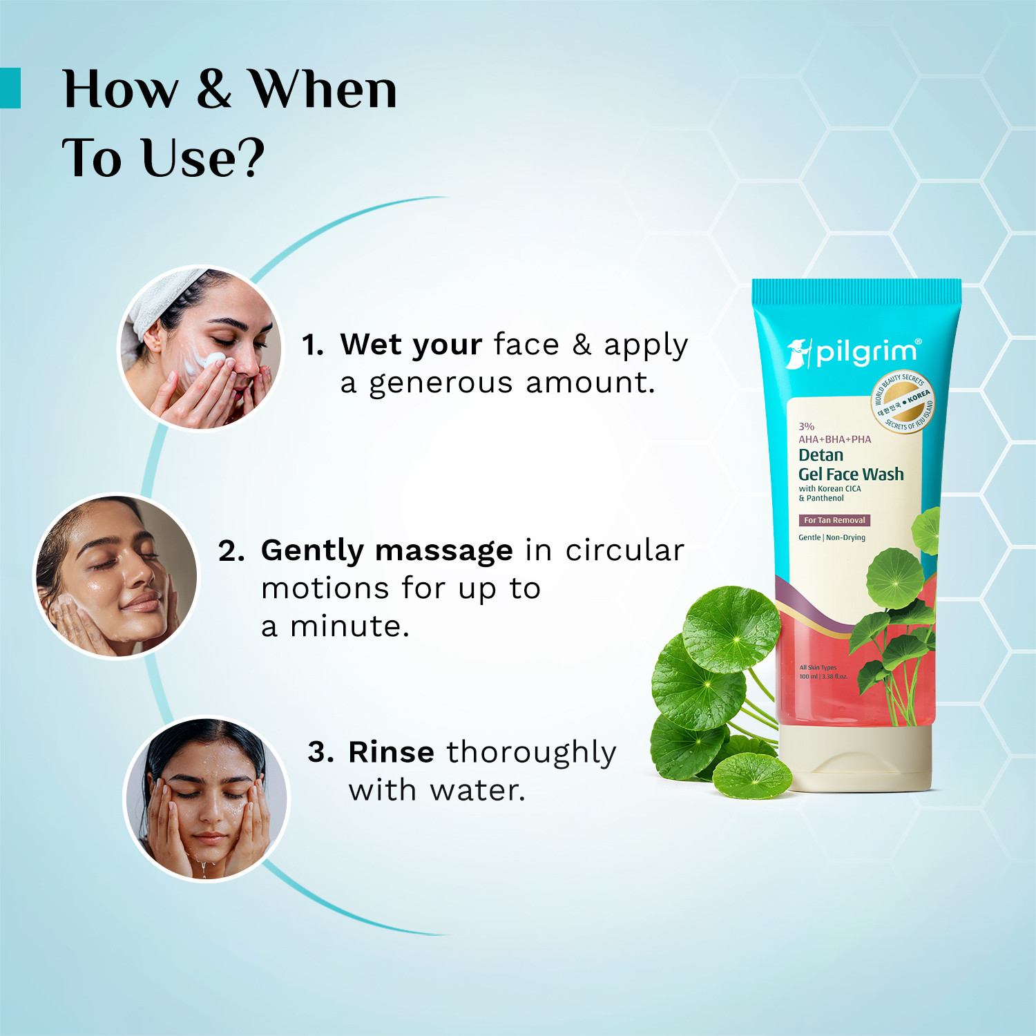 Image of Pilgrim 3% AHA + BHA + PHA Detan Gel Tan Removal For Men & Women Face Wash