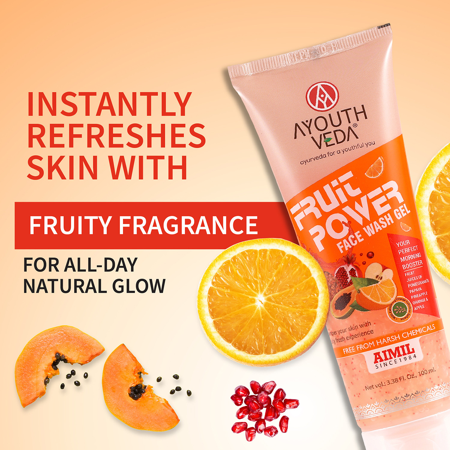 Image of AYOUTHVEDA Fruit Gel | Pamper YoSkin With Vitamin A, C & Anti-Oxidents Face Wash