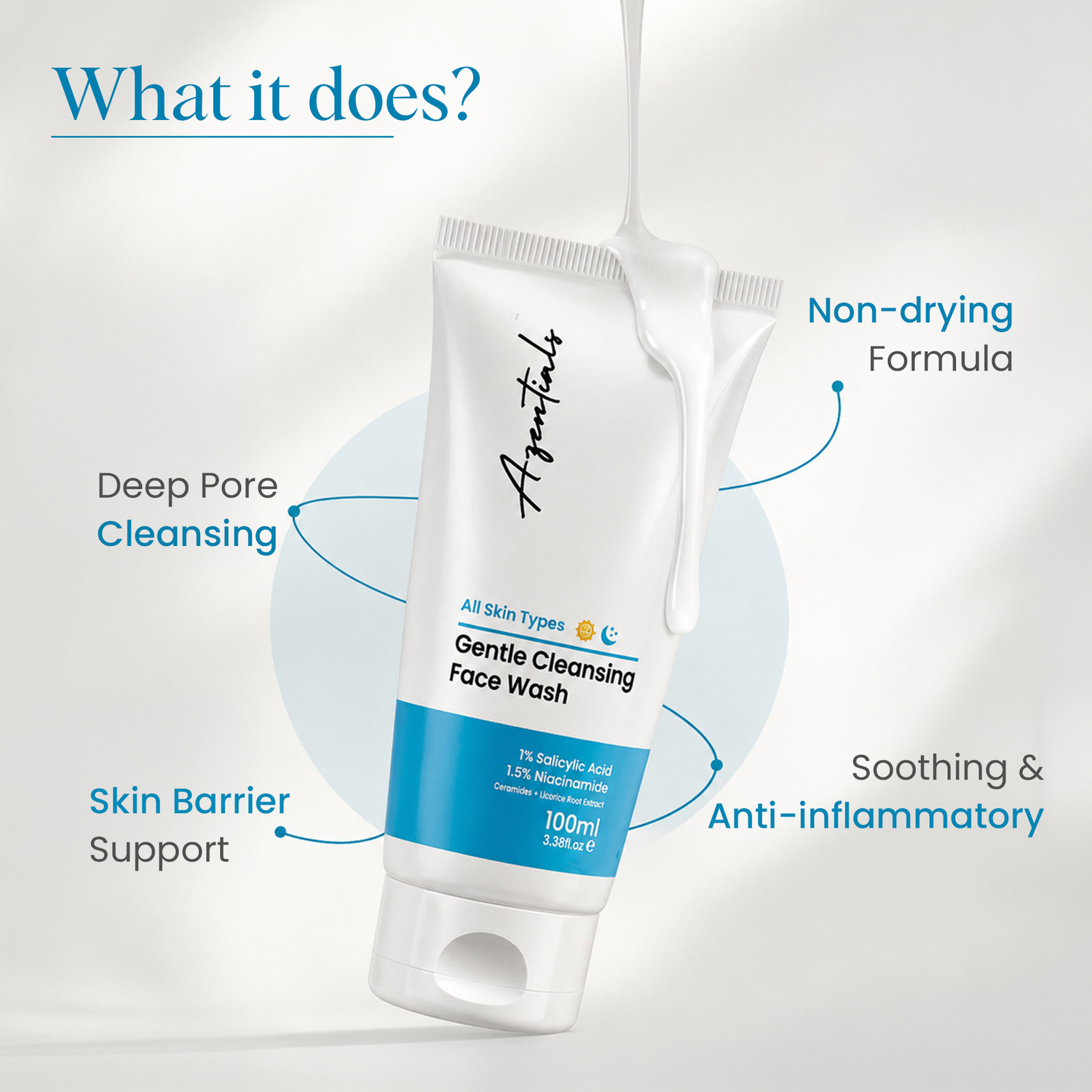 Image of Azentials 1% Salicylic Acid & 1.5% Niacinamide | Deep Pore Cleanser for Acne & Oil Control Face Wash