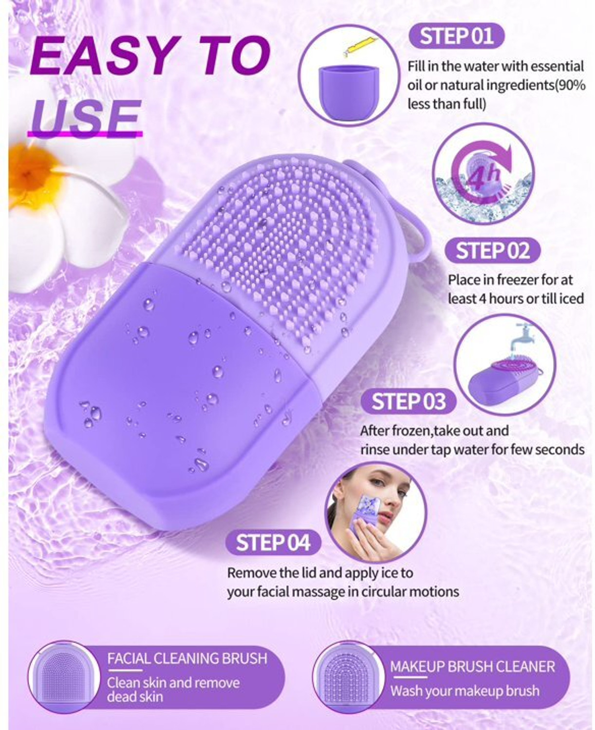 Image of kroywen Facial Ice Bath, Collapsible Bowl for Face Ice Bath with Built-in Icetray Face Wash
