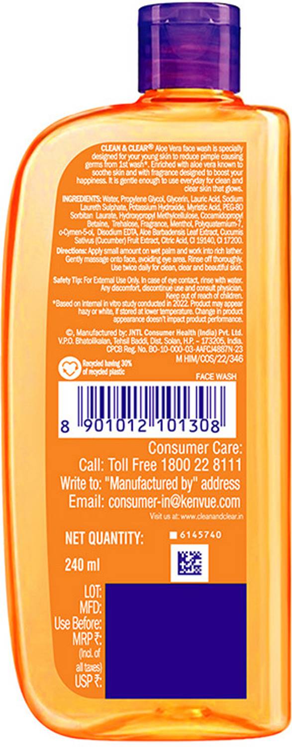 Clean & Clear Aloe Vera Face Wash 100ml - Image 2