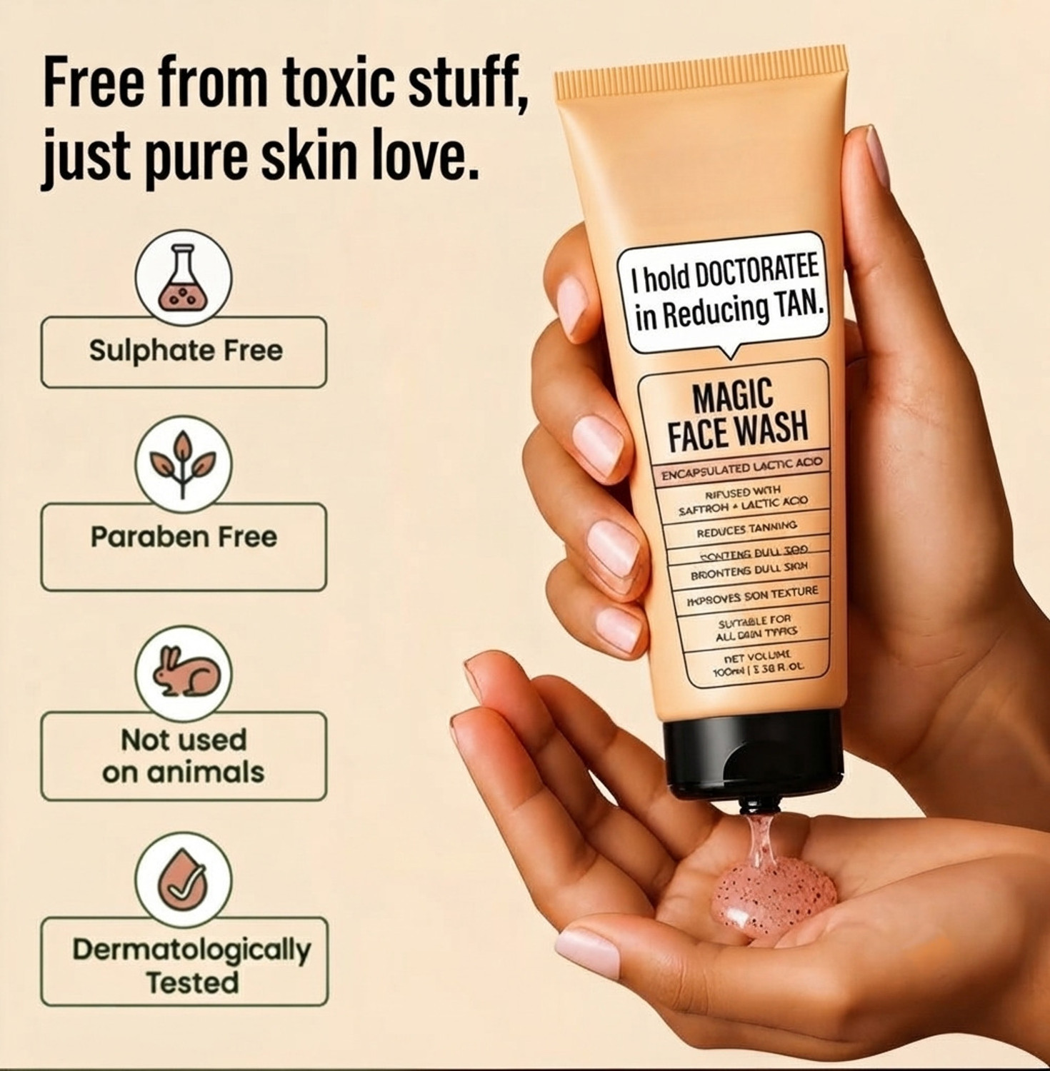 Image of Ghar Magic Facewash, Tan Removal, Anti-Ageing Face Wash (100 ml)
