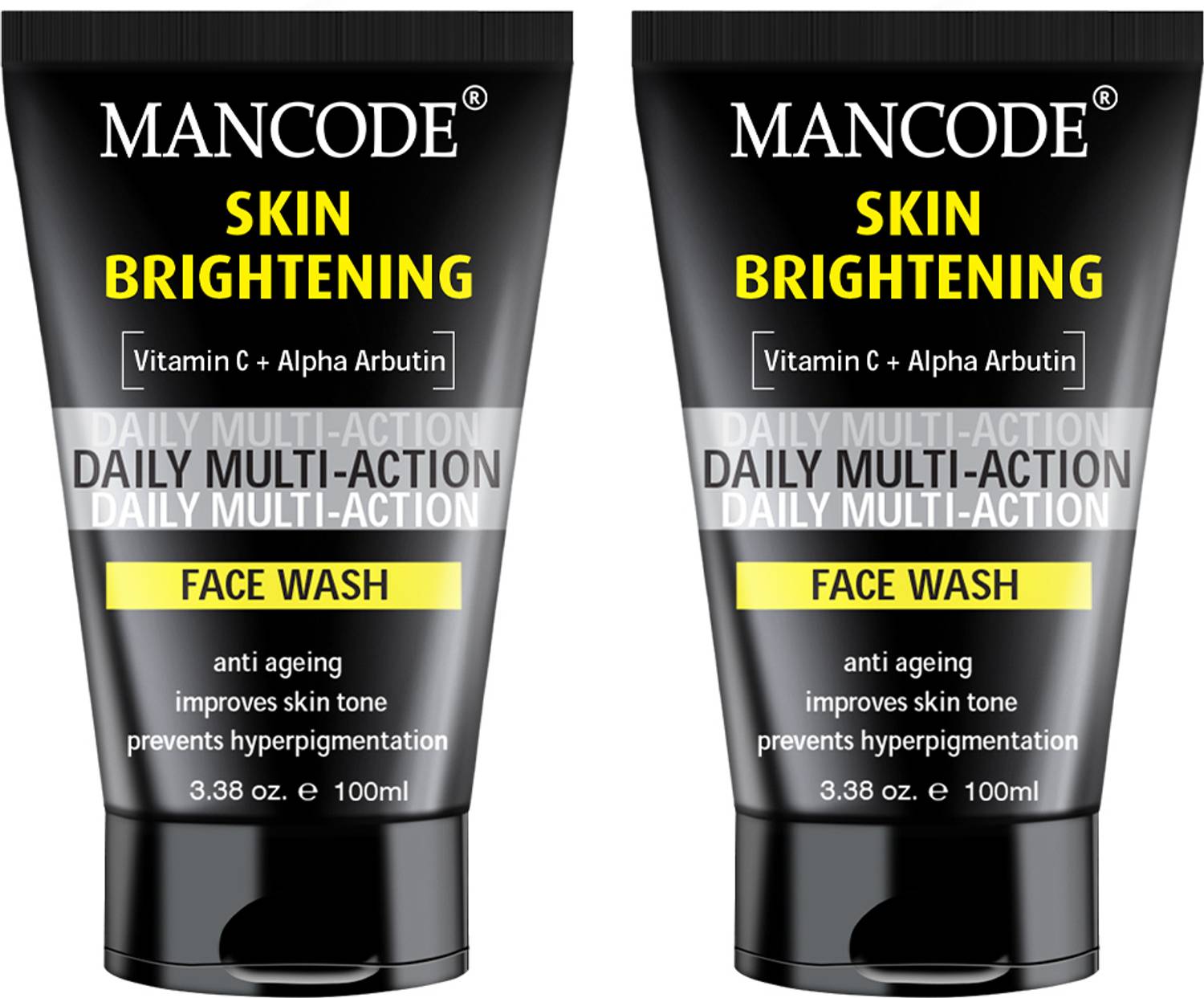 MANCODE Skin Brightening face wash with Vitamin C + Alpha Arbutin help to improve skin tone, anti ageing and prevents hyperpigmentation men pack of 2 Face Wash