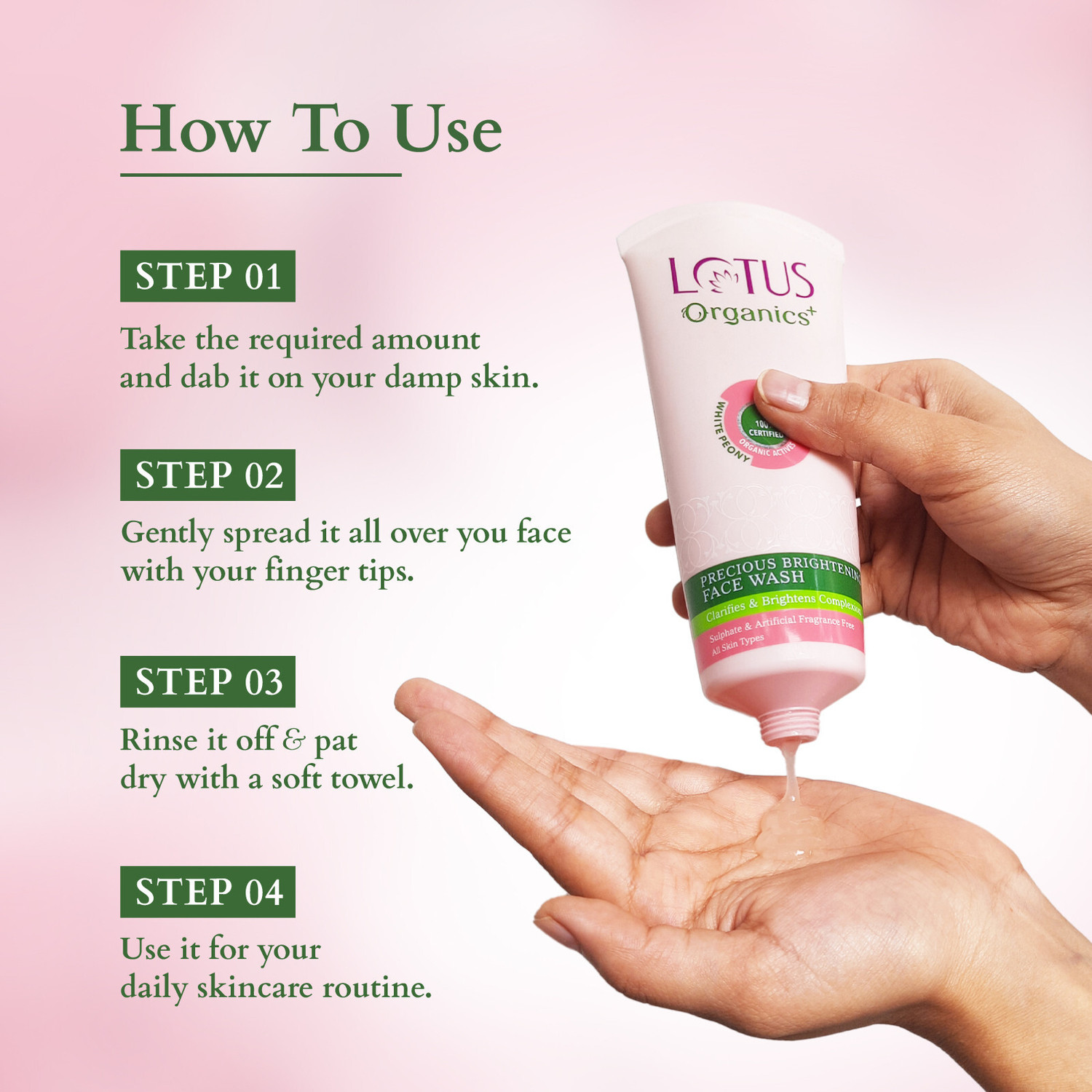 Image of Lotus Organics+ Precious Brightening | Clarifies & Brighten Skin | Organic White Peony Face Wash