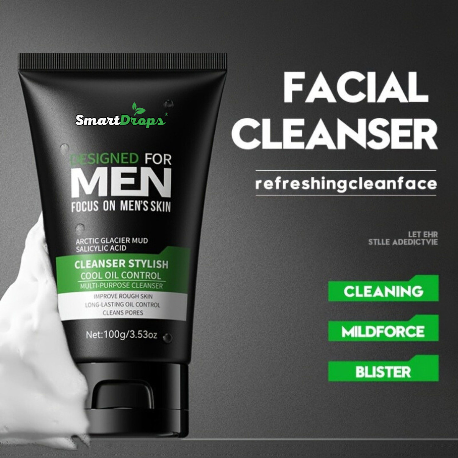 Image of smartdrops Men Facewash For Oil Control & Tan Reduction For Acne-Prone Men's Skin Face Wash
