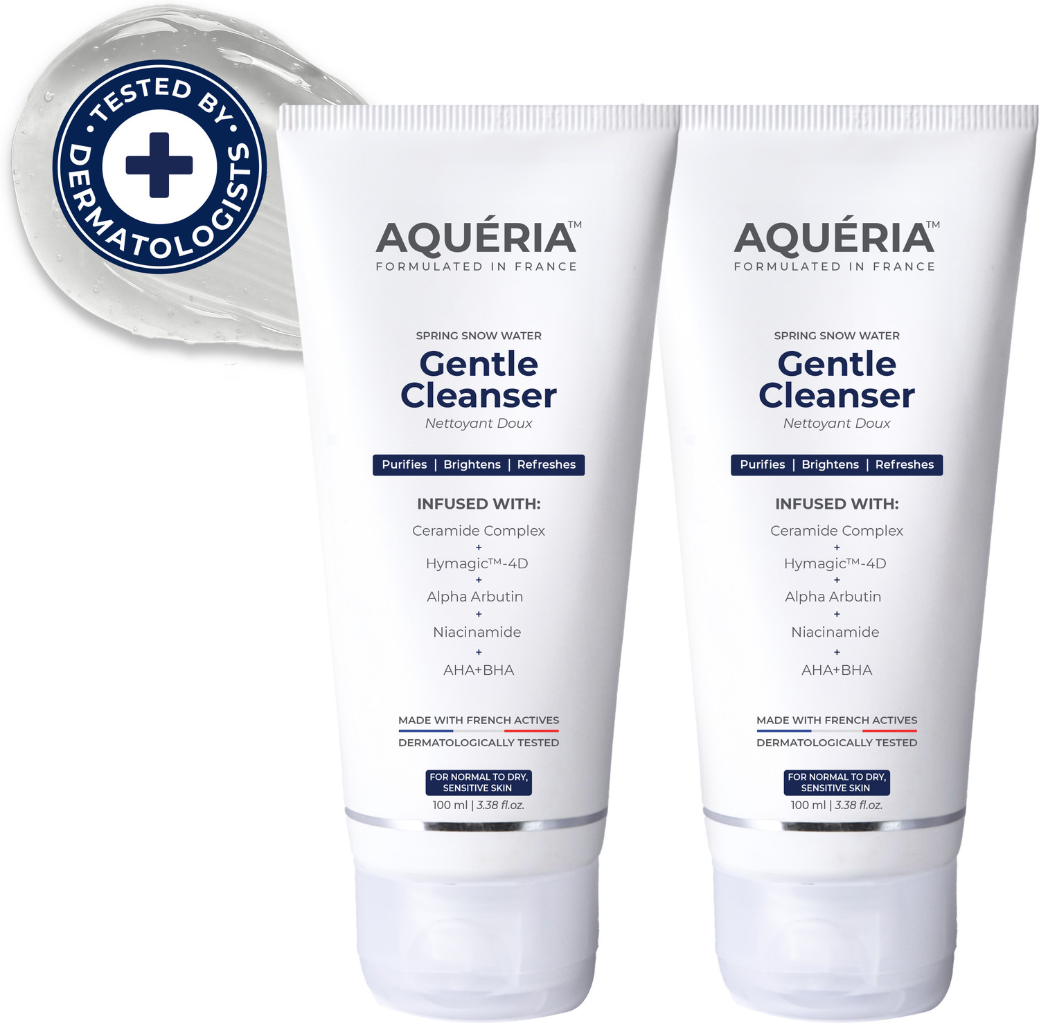Image of Aqueria 3% Niacinamide Hydrating & Brightening French Gentle Cleanser | Normal to Dry, Sensitive Skin Face Wash