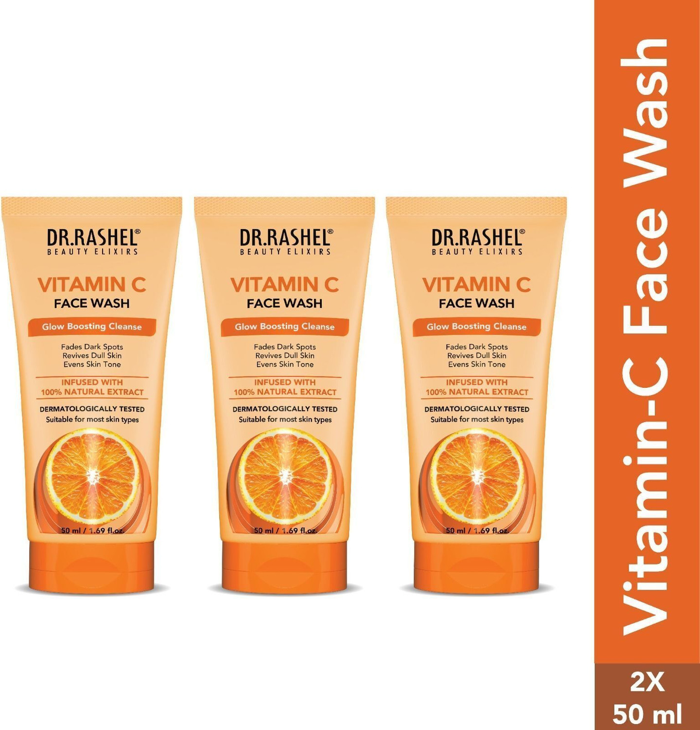 DR.RASHEL Vitamin C with Natural Extracts for Bright & Glowing Skin | All Skin Types  Face Wash