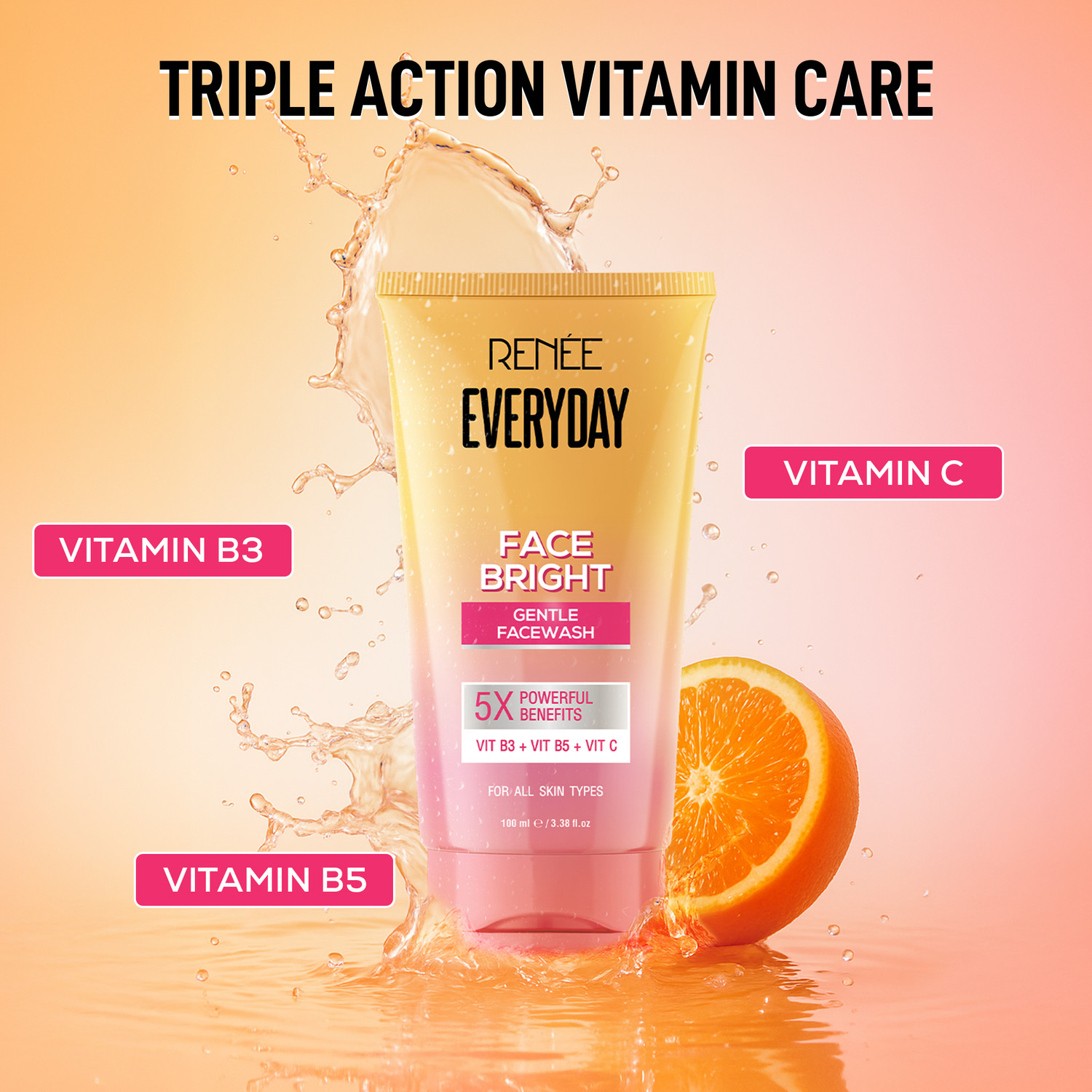 Image of Renee Everyday Face Bright , Hydrates, Brightens Reduces Oil, With Vitamin C Face Wash