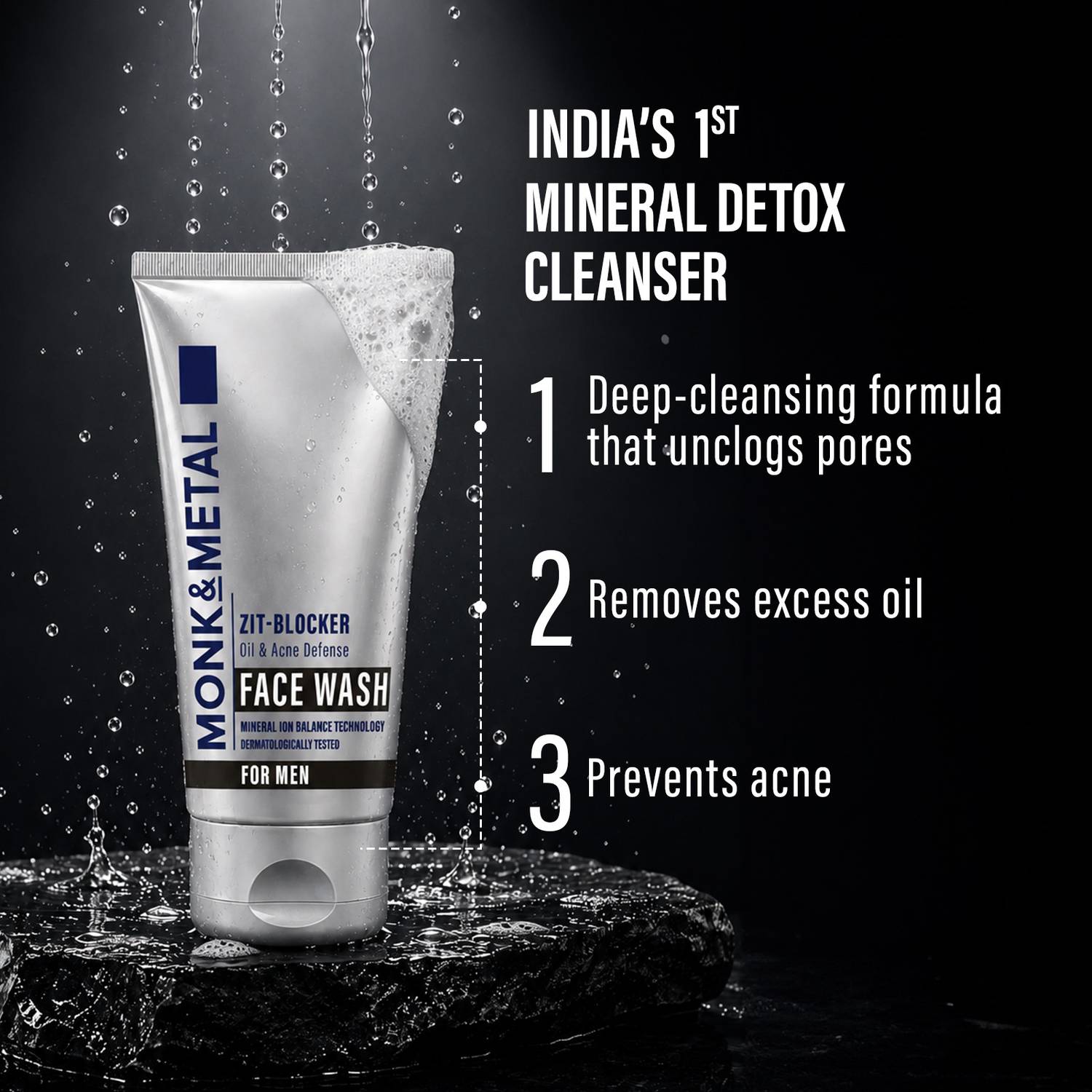 MONK&METAL Zit Blocker Acne & Oil Control Face Wash - Image 3