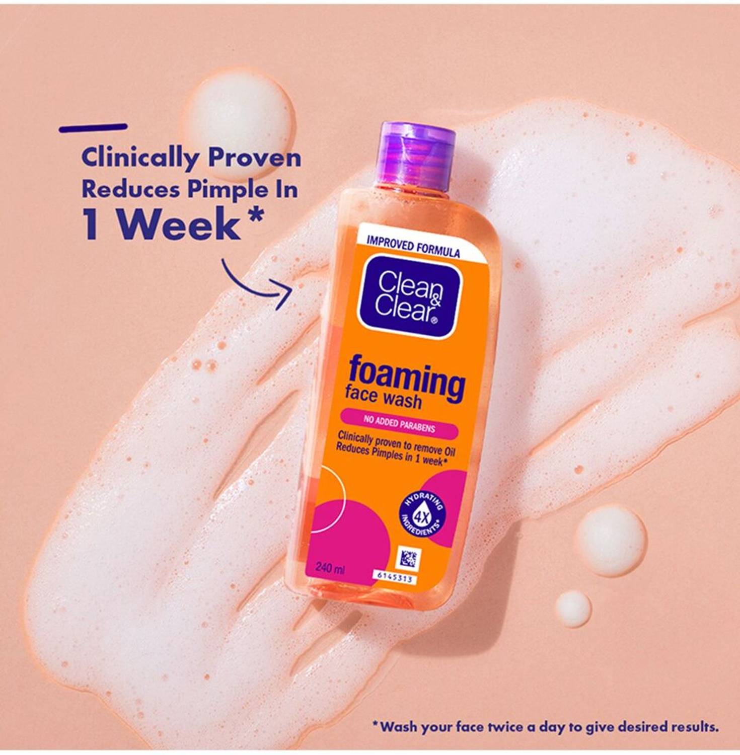 Clean & Clear Oil Free Foaming Face Wash 240 ml - Image 2