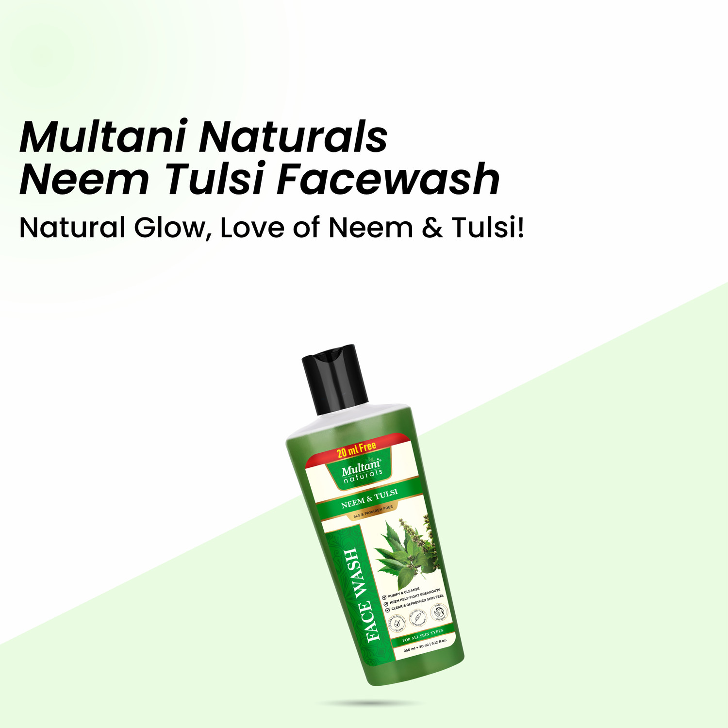 Image of Multani Naturals Neem & Tulsi I Removes Dirt & Impurities I SLS & Paraben Free - Face Wash