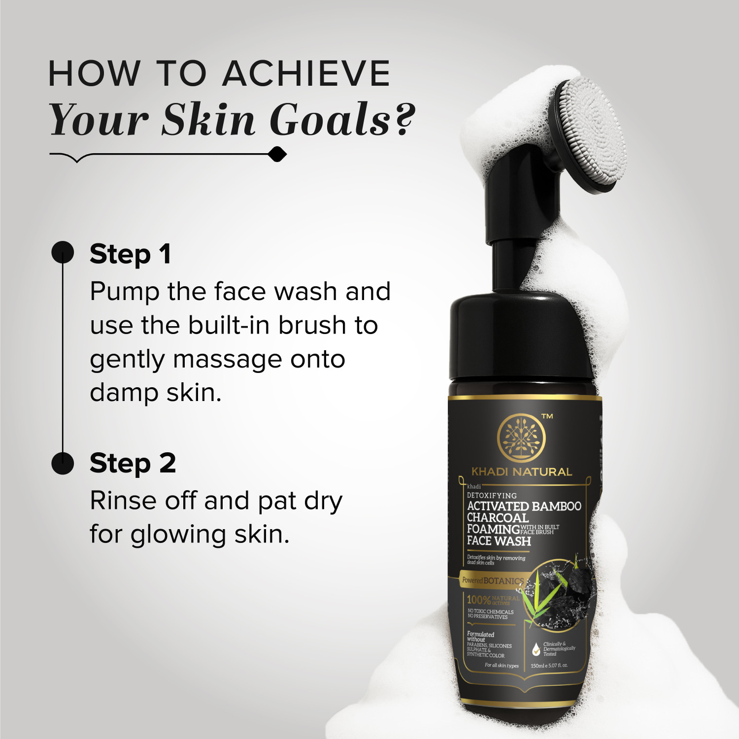 Image of KHADI NATURAL Bamboo Charcoal Foaming with Built In Brush Face Wash