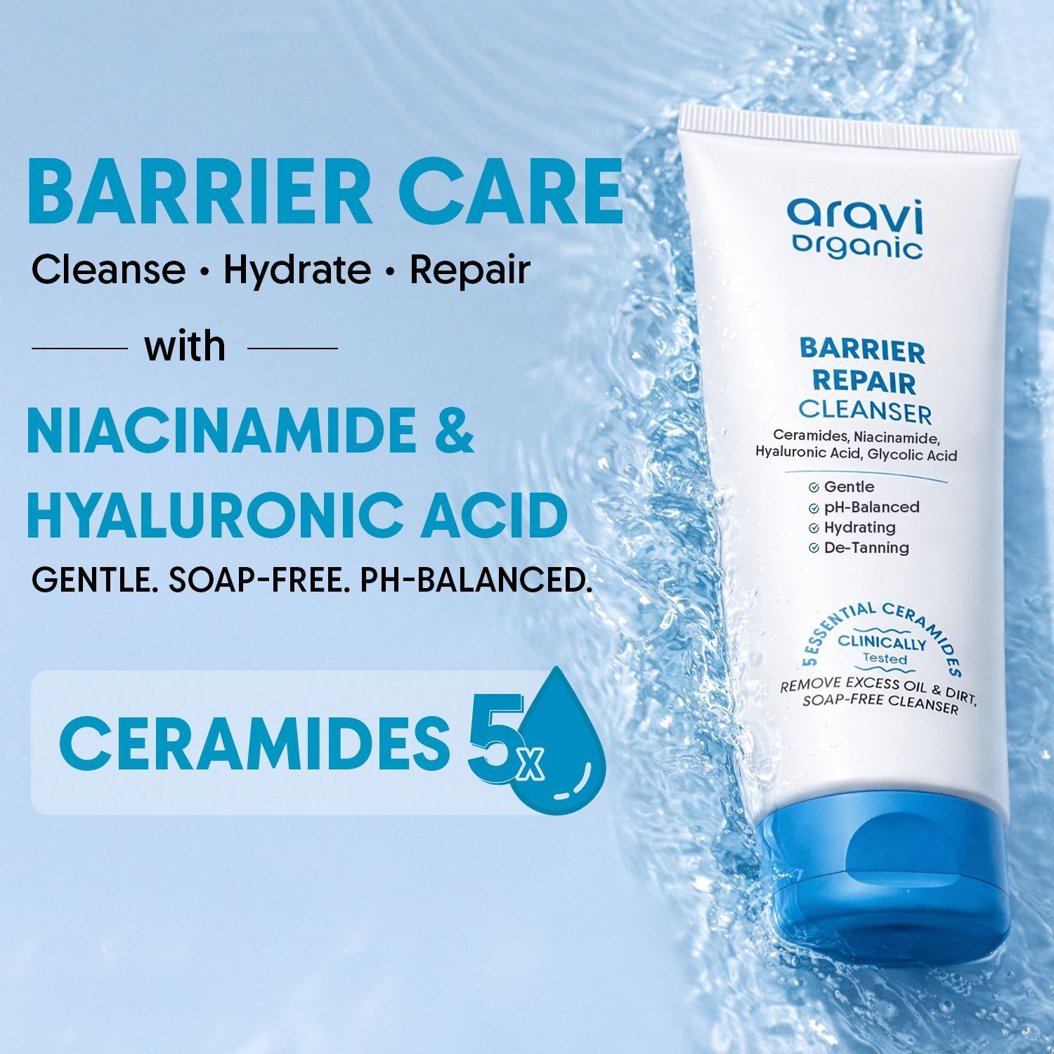 Image of Aravi Organic Cleanser,Removes Dirt & Oil Without Drying, With Ceramides Face Wash