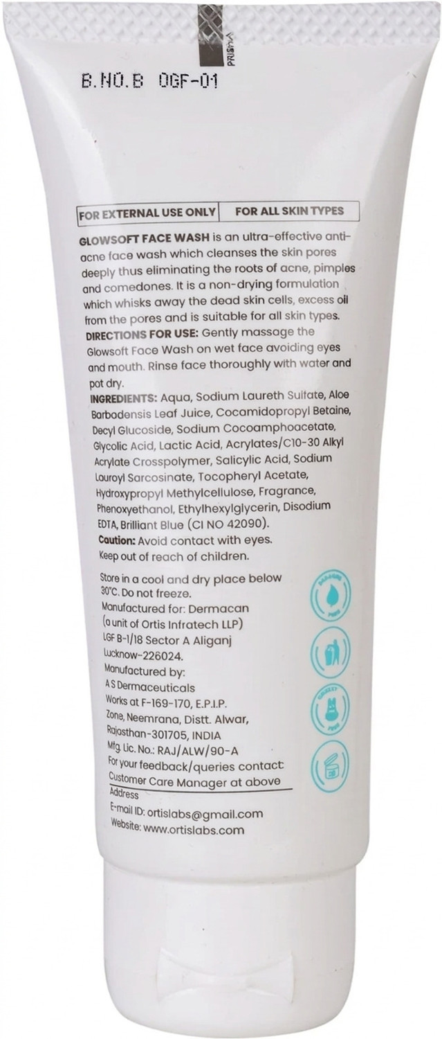 Image of Dermacan Glow Soft Anti Acne Face wash (Pack of 2) Face Wash