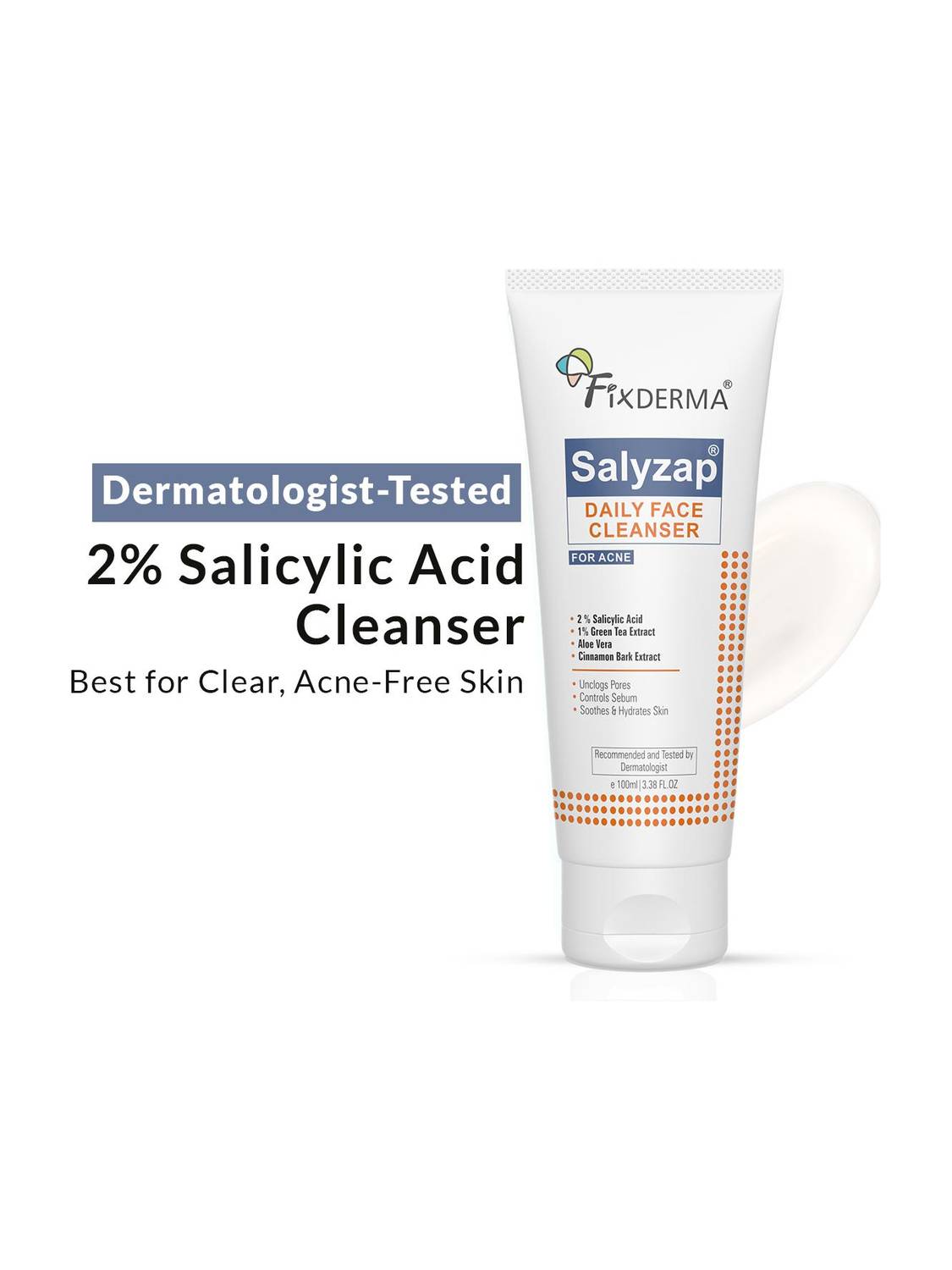 Fixderma Salyzap Face Cleanser 2% Salicylic Acid for Oily & Acne Prone Skin Face Wash
