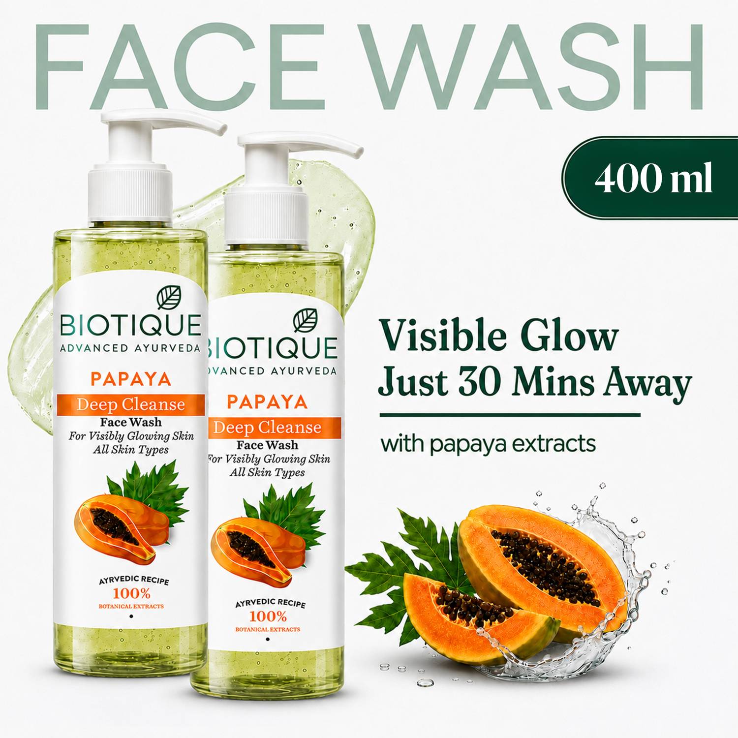 BIOTIQUE Papaya Deep Cleanse For Glowing Skin Tan removal and Brightning Face Wash