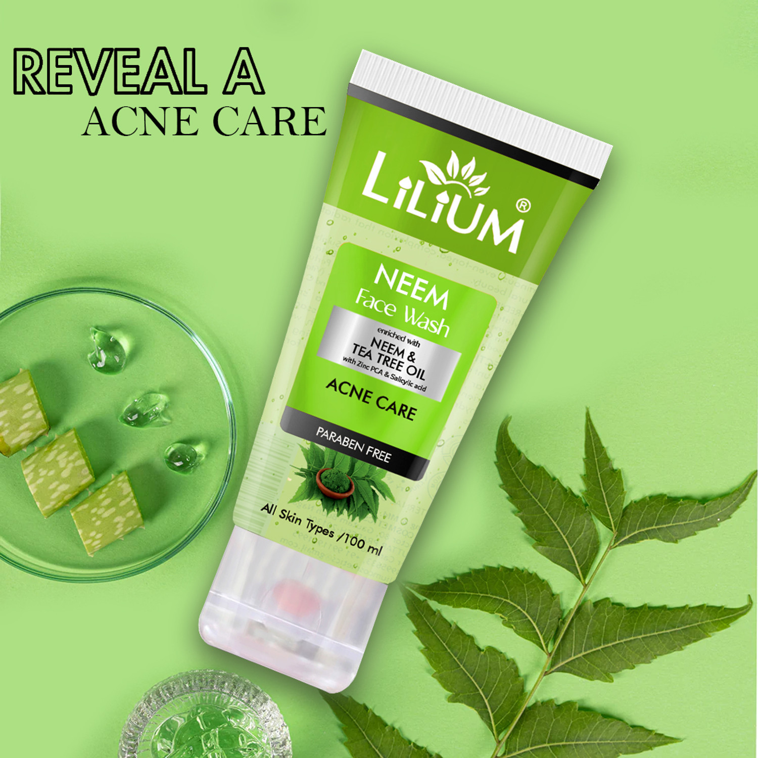 Image of LILIUM Acne Care | Paraben Free | Enriched with Neem & Tea Tree Oil Face Wash (100 ml)