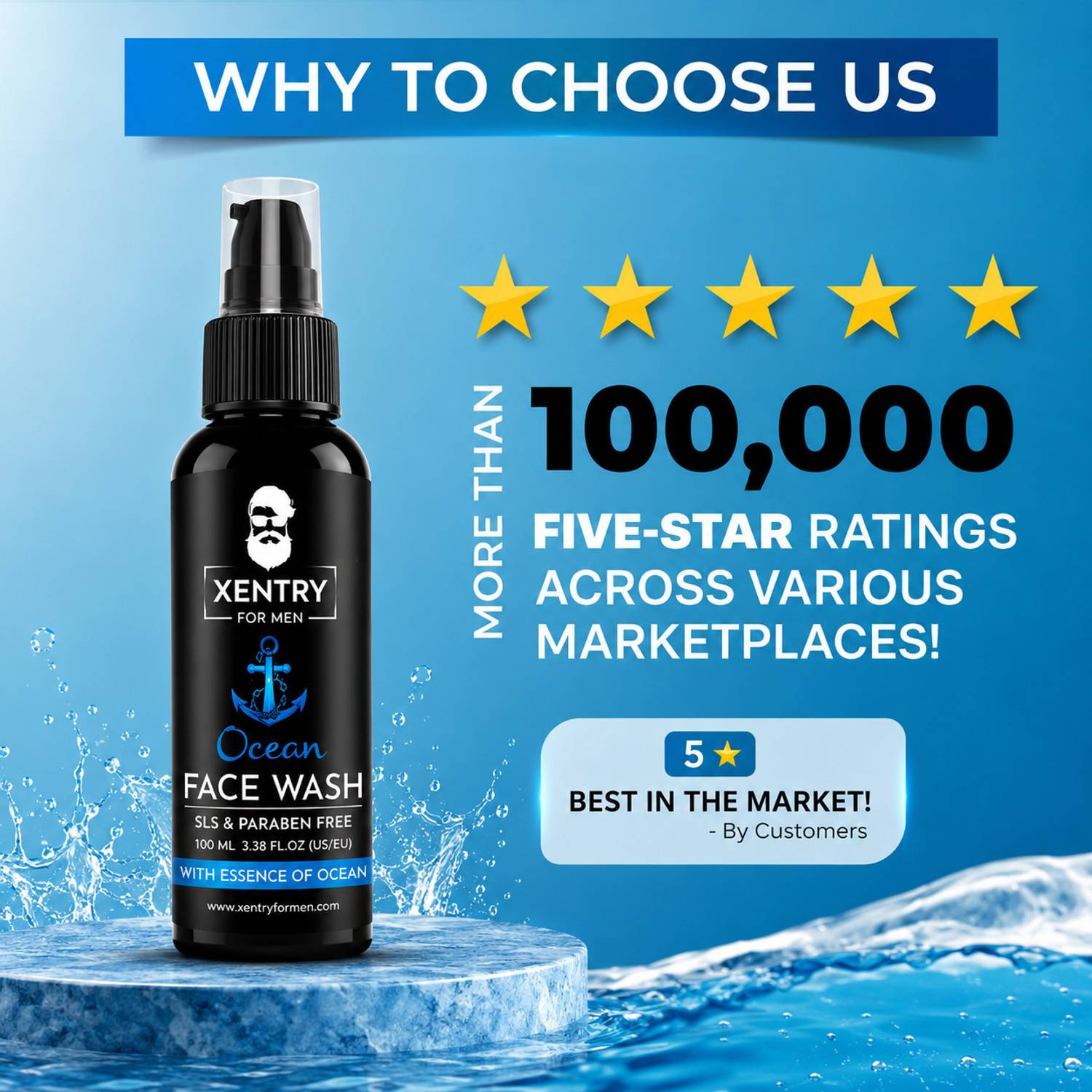 XENTRY MUUCHSTAC Ocean Men Face Wash 100g - Image 5
