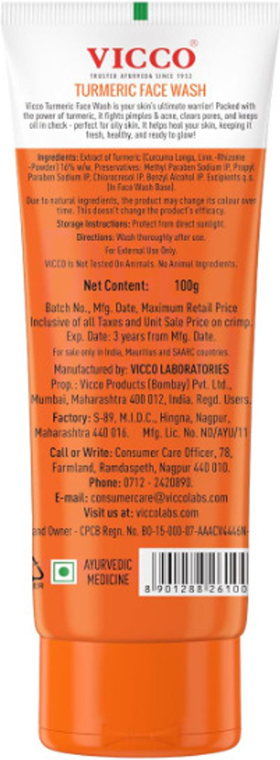 Image of VICCO Turmeric Fights Acne & Pimples Face Wash