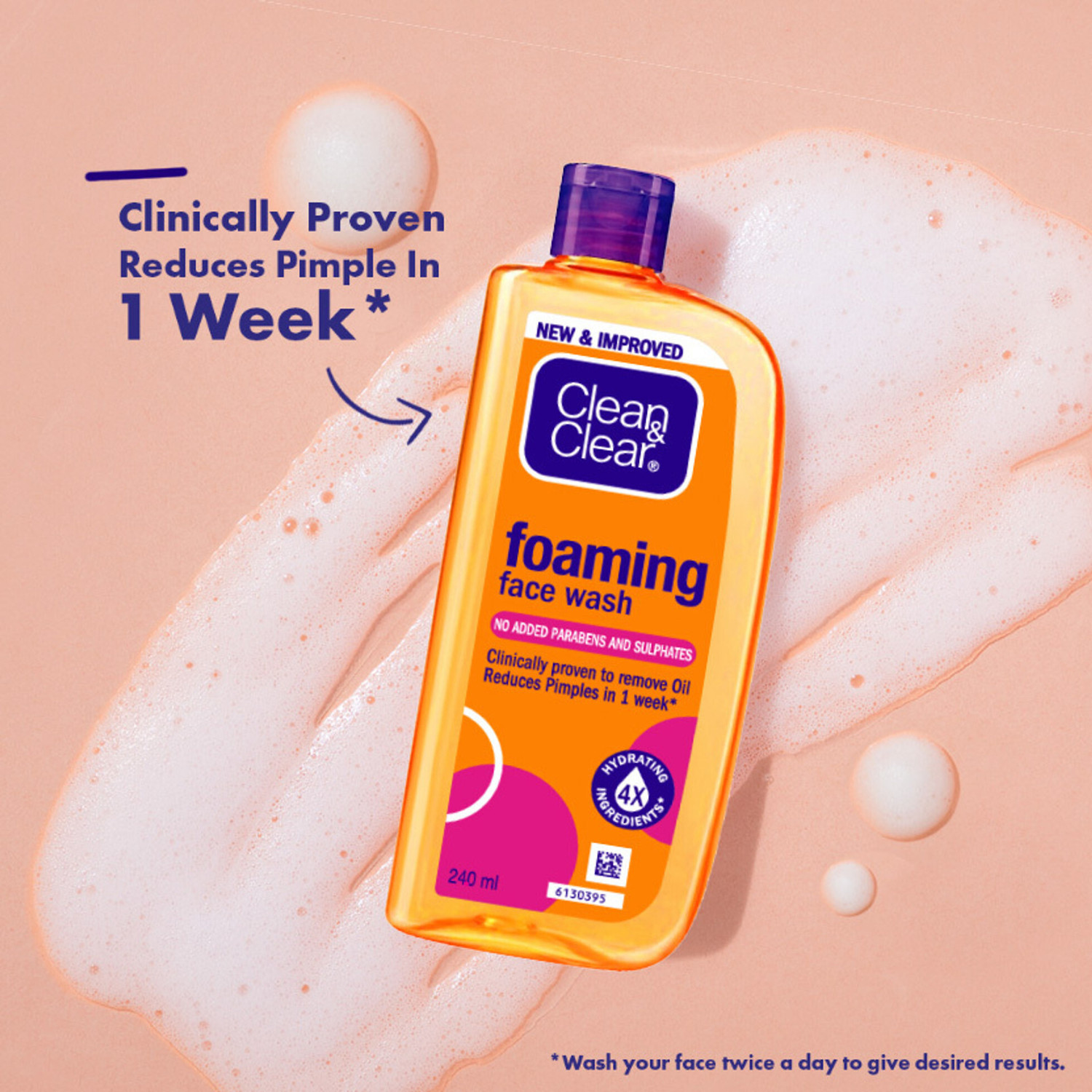 Image of Clean and Clear Oil free foaming face wash (2*240 ml)- Big Pack Face Wash