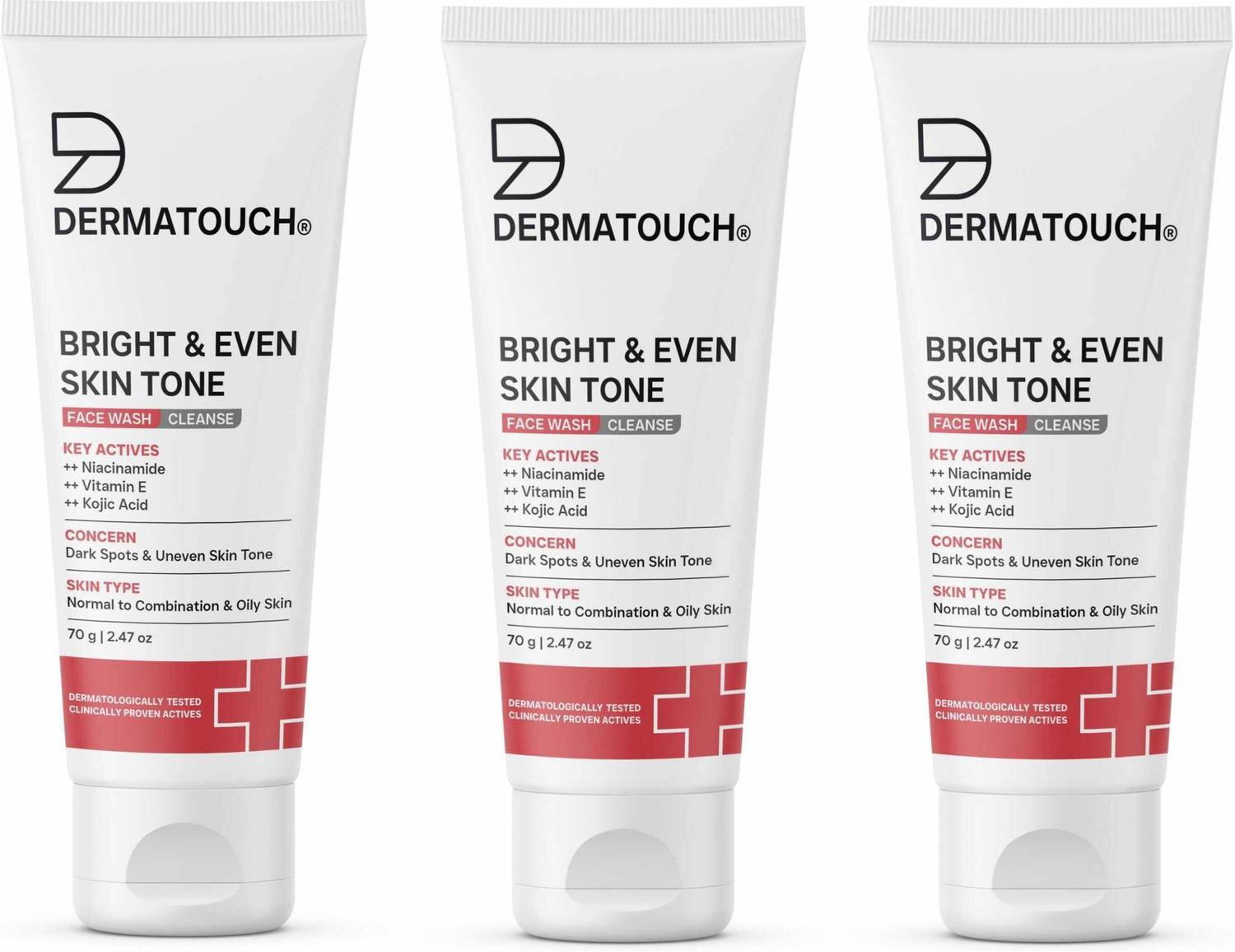 Dermatouch Bright & Even Tone Face Wash, Pack of 3 - Image 1